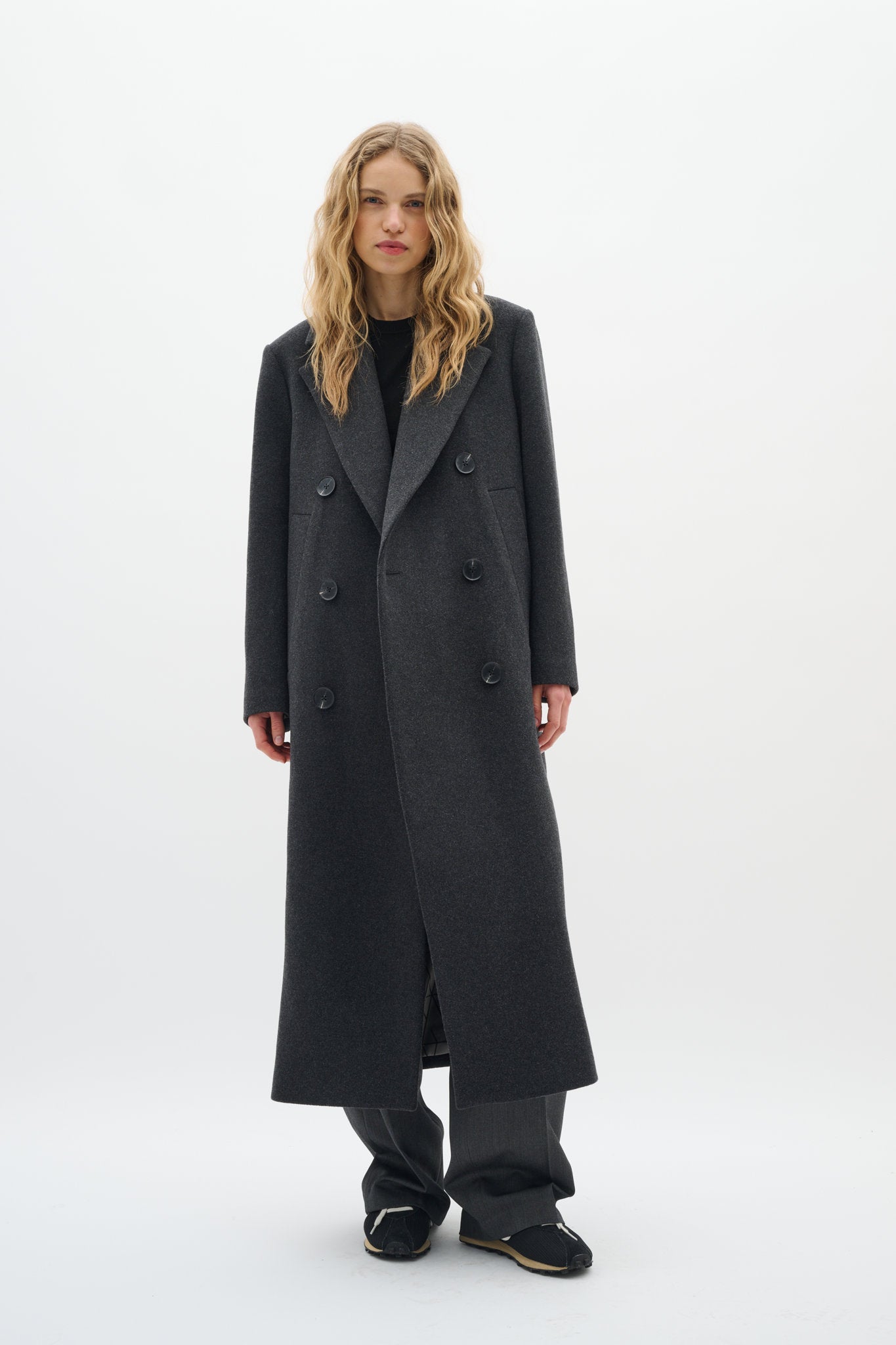 Yunah Long Coat Dark Grey Melange