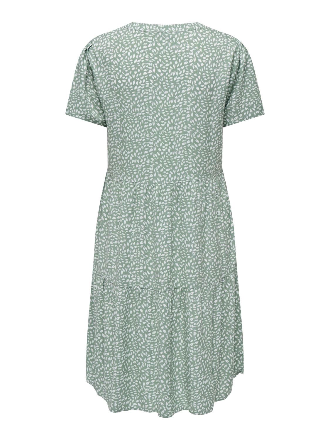 Onlzally S/s Thea Dress Chinois Green/White Leaf
