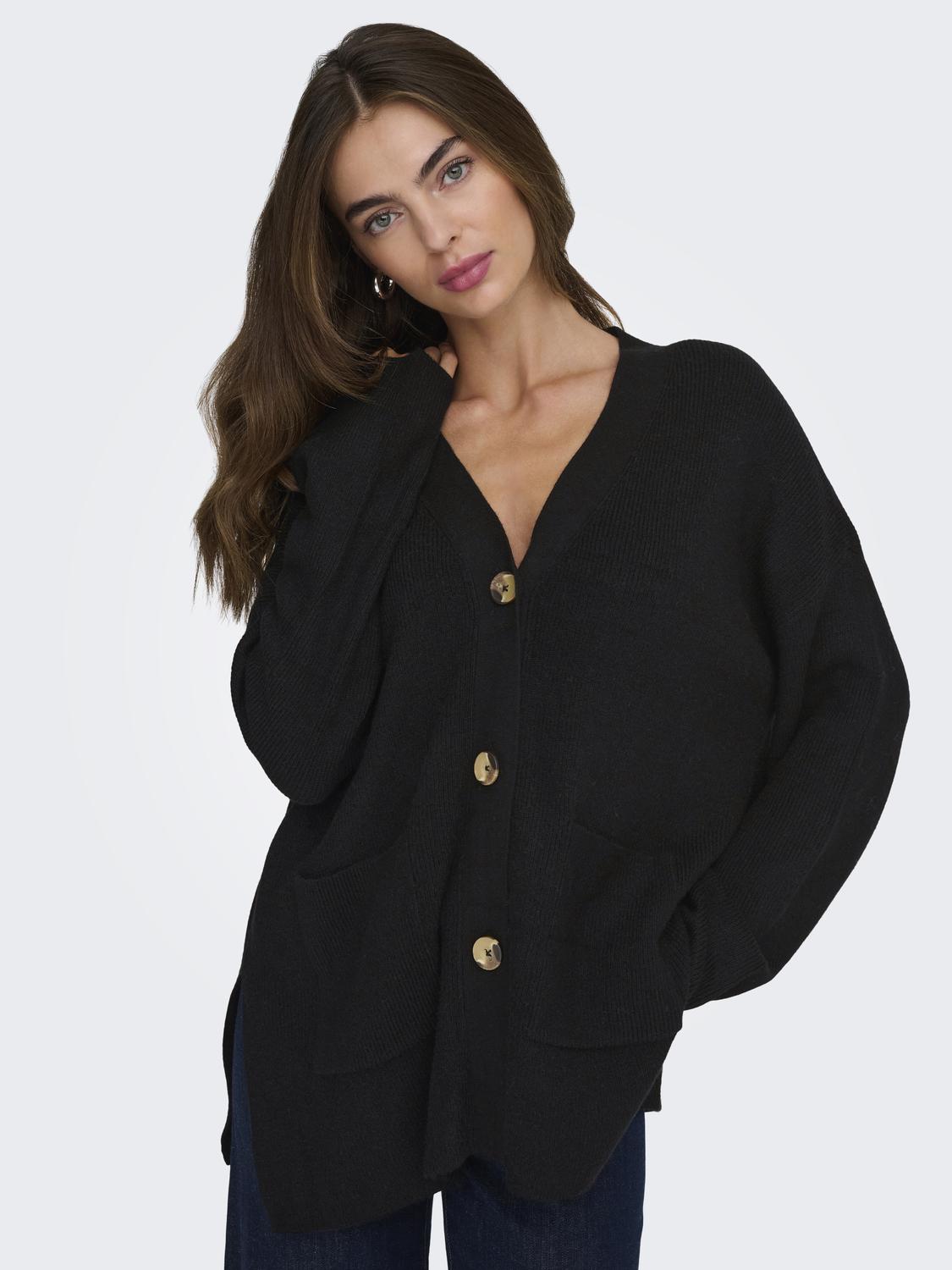 Ibi Rib Cardigan Black