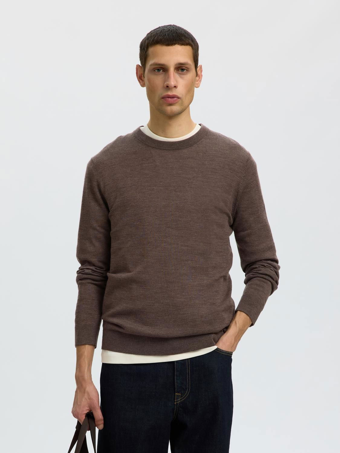Slmtray Ls Knit Reg Merino Crew Delicioso