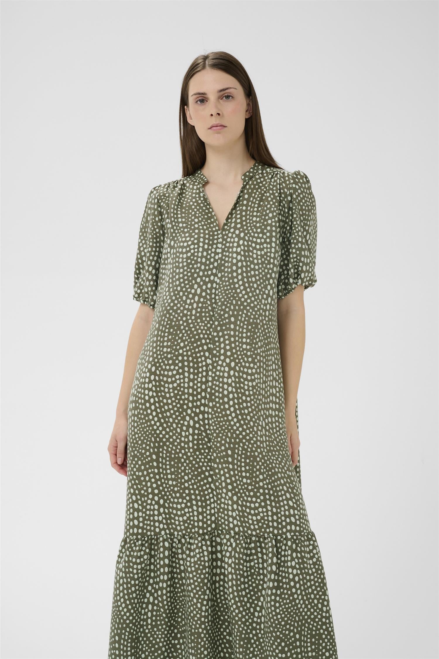 Liberty Dress Green Faded Dot