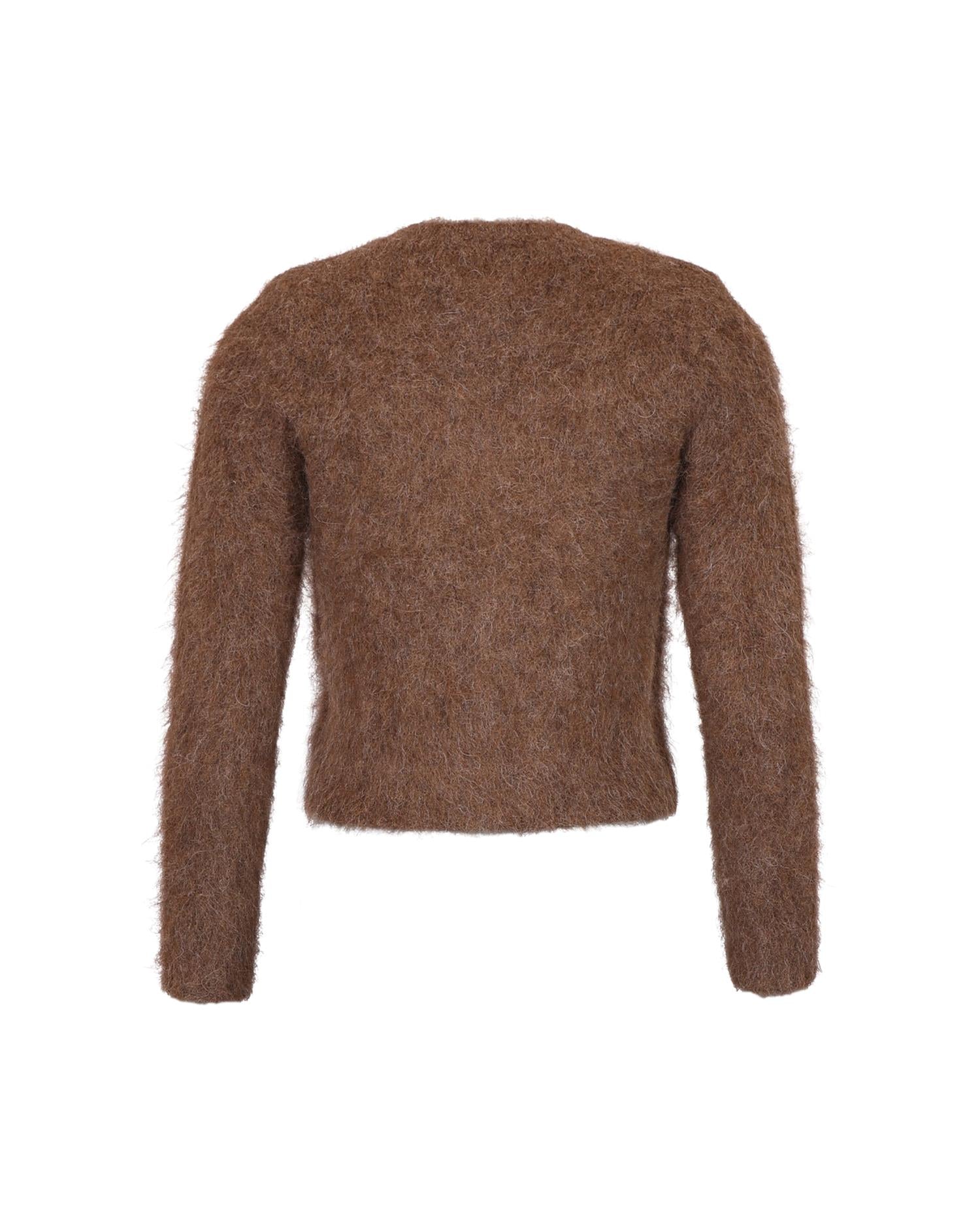 Hairy Knit Jacket Brown