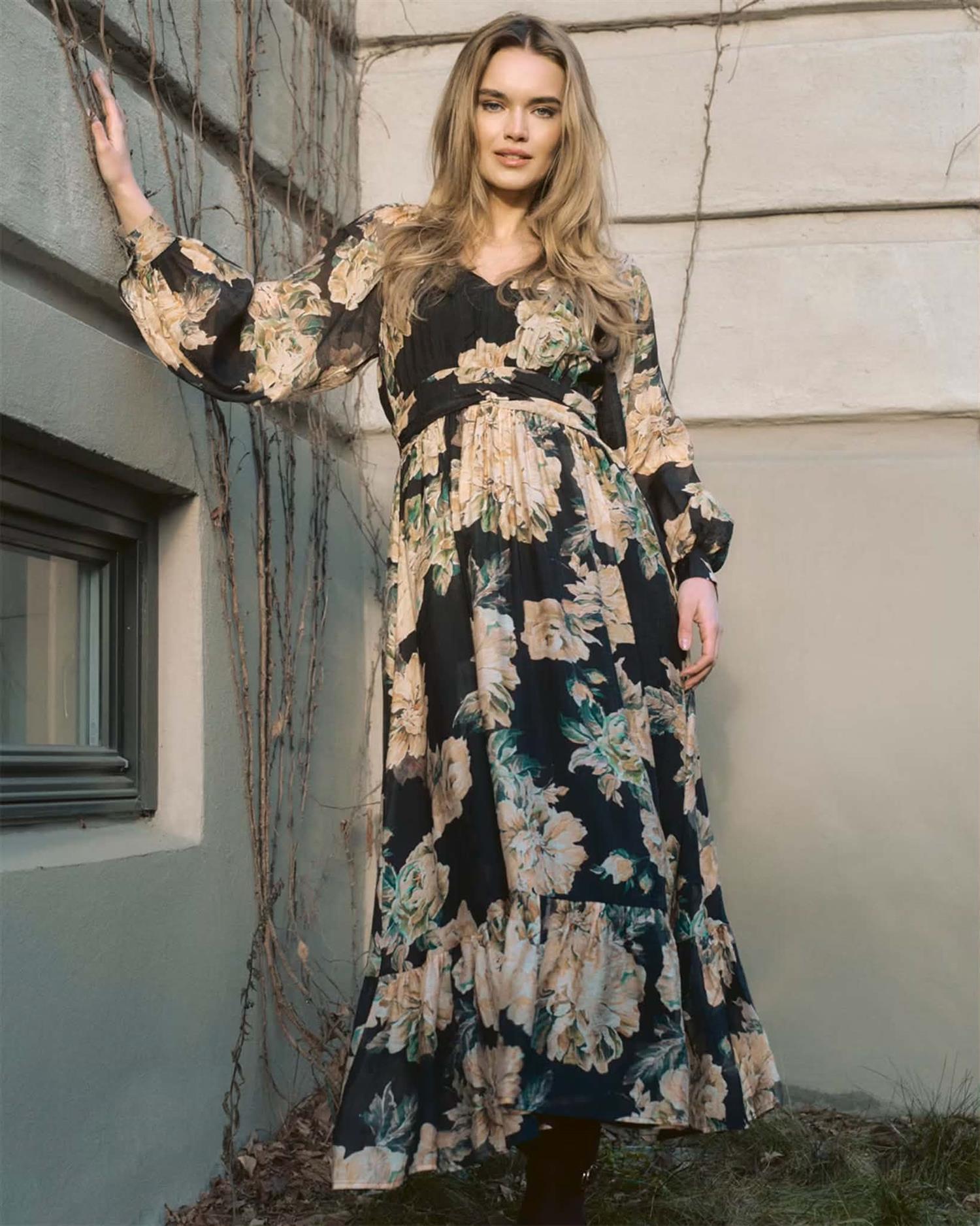 Fione Navina Long Dress Black