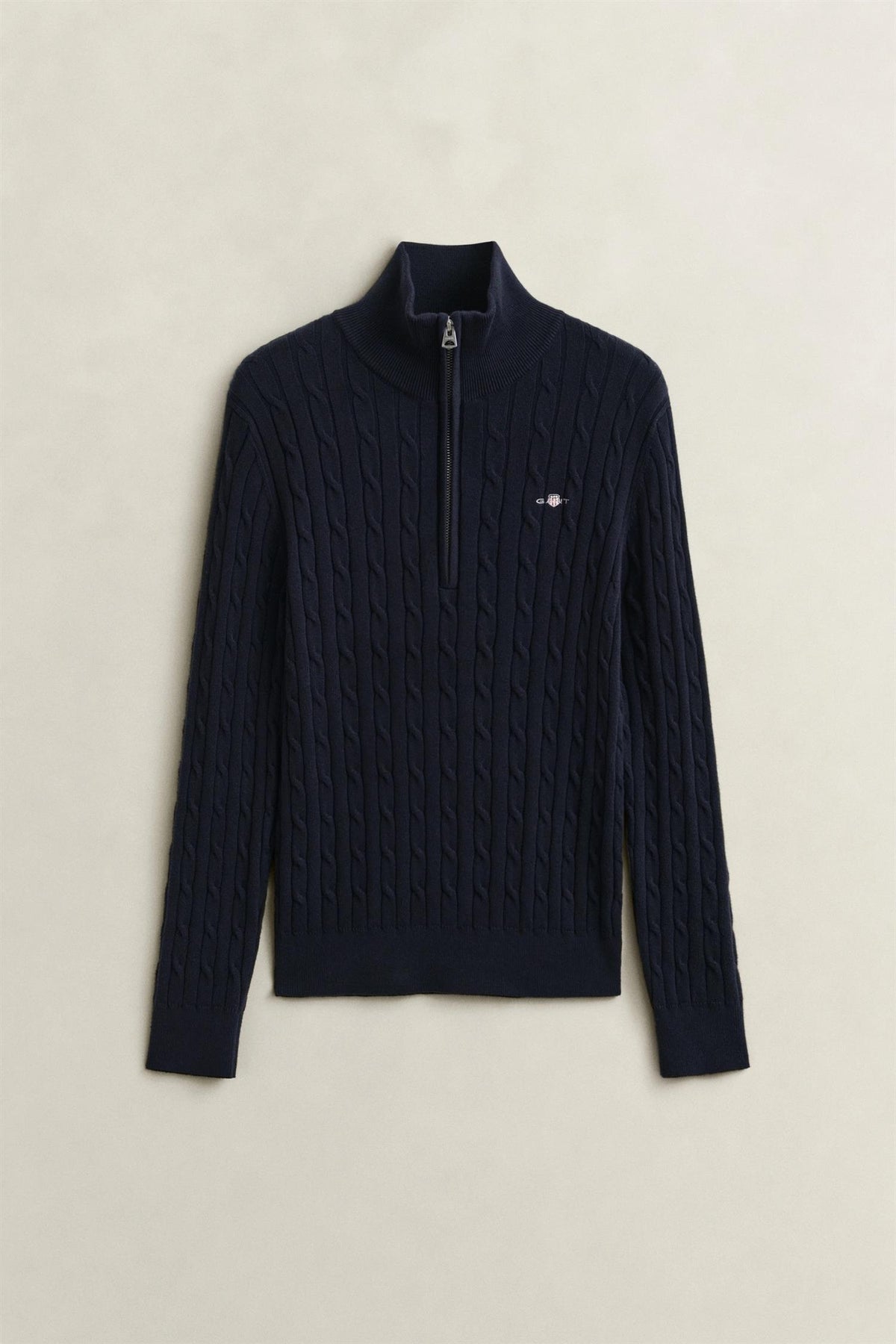 Cable Knit Half-Zip Sweater Evening Blue