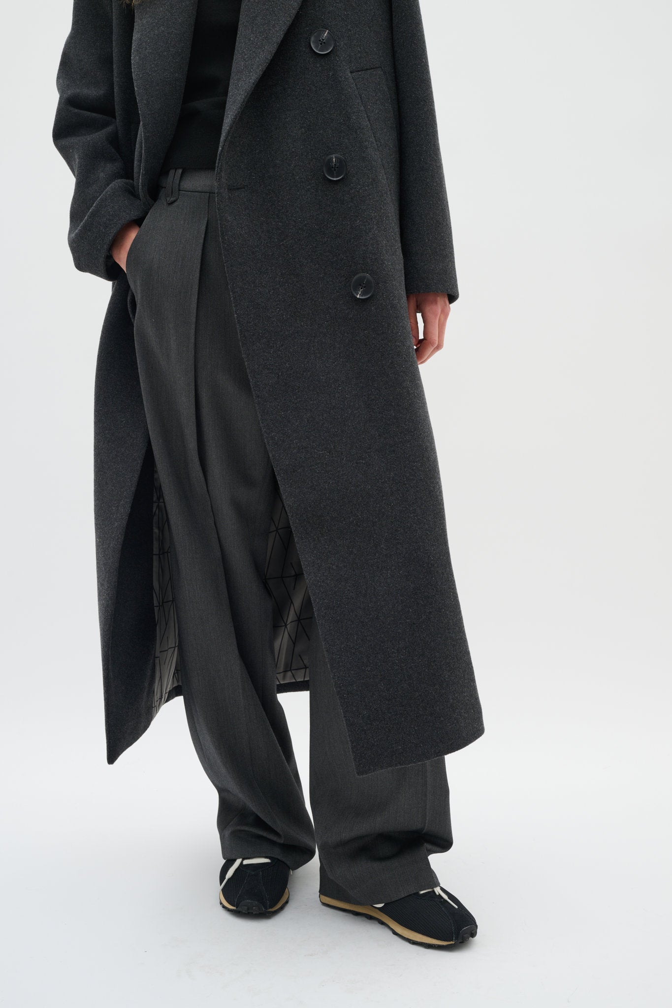 Yunah Long Coat Dark Grey Melange