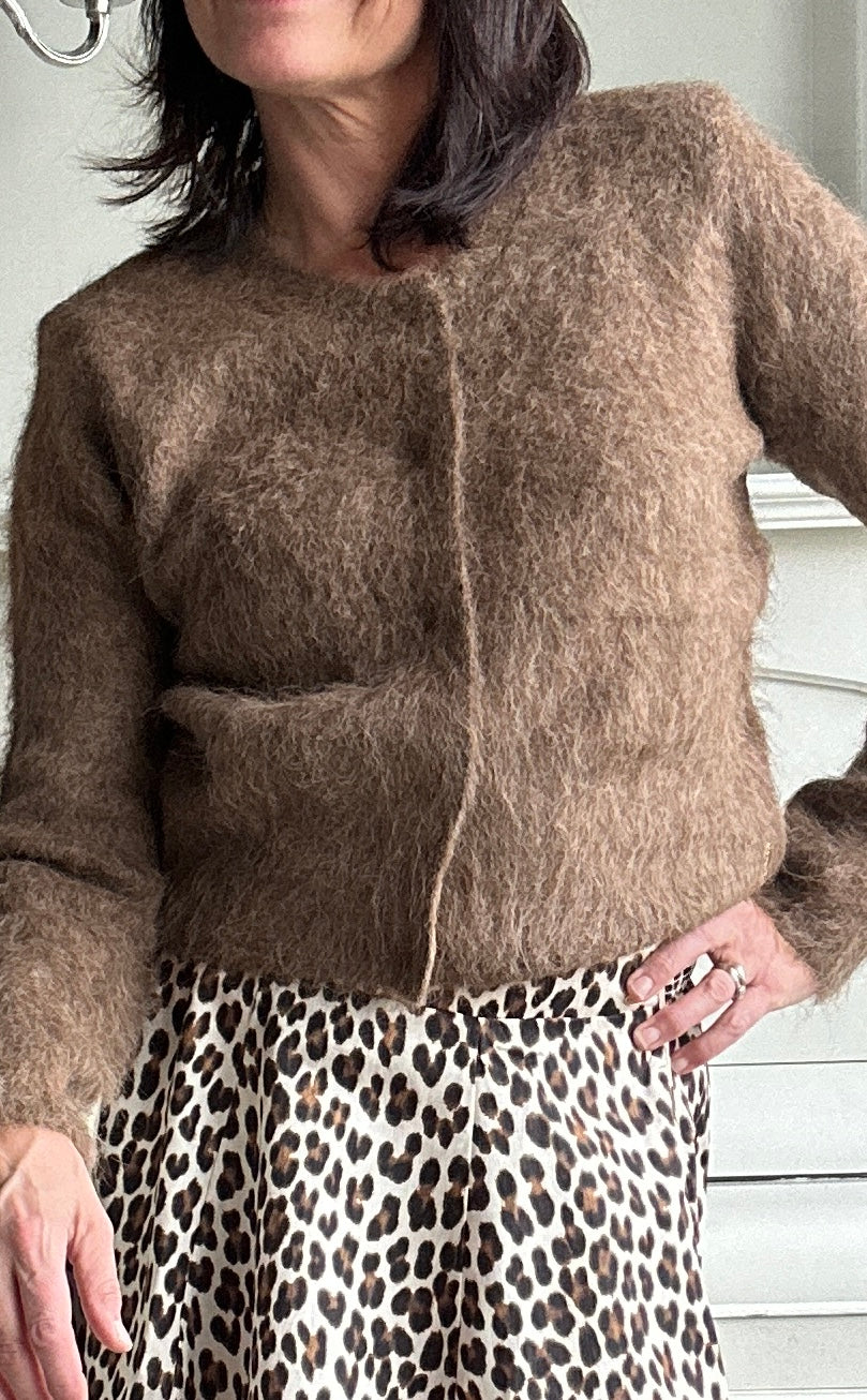 Hairy Knit Jacket Brown