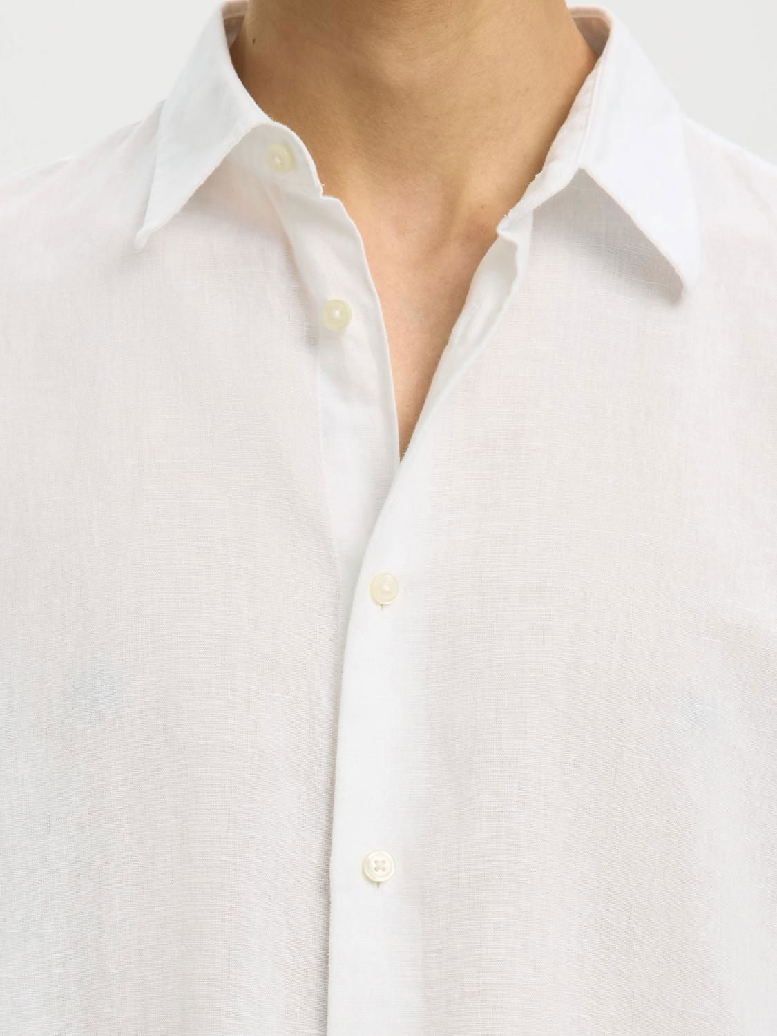 Slmregclaus Clay Linenblend Ss Shirt Bright White