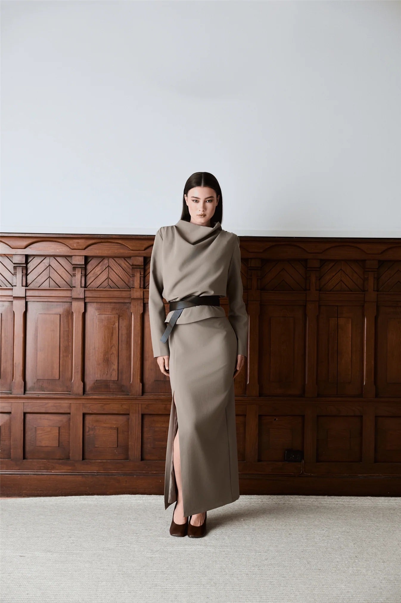 Beverly Top taupe grey