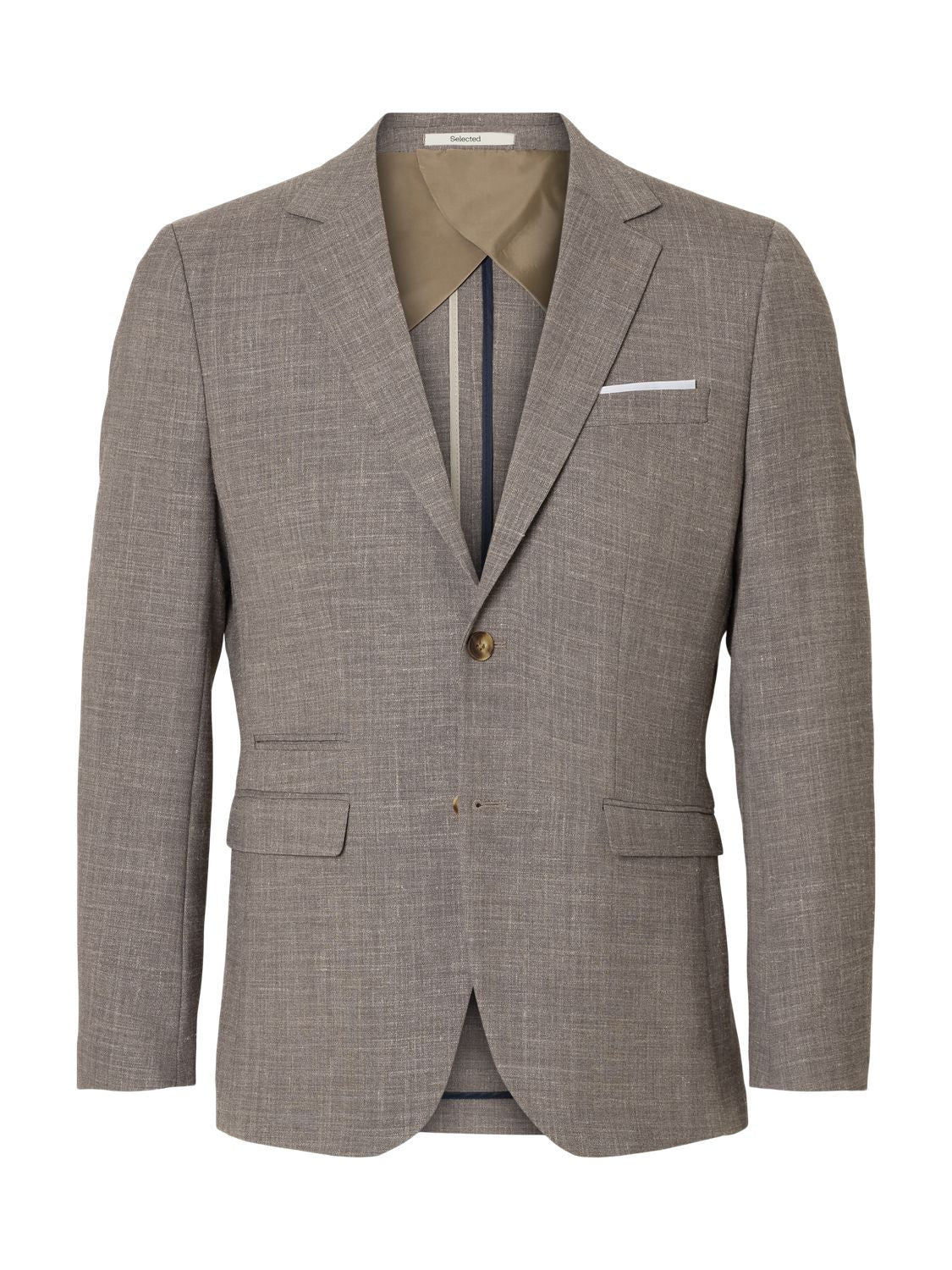 Slmslim-Oasis Linen Blazer Dark Sand Melange