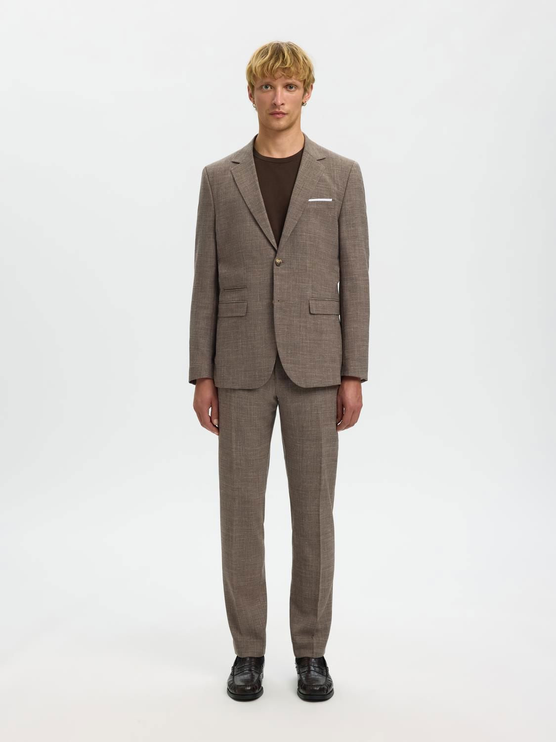 Slmslim-Oasis Linen Blazer Dark Sand Melange