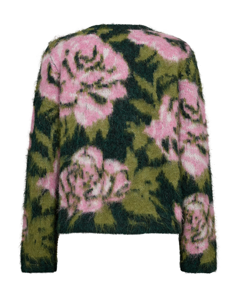 FqLippi Cardigan Deep Forest Mel w Pink Mel