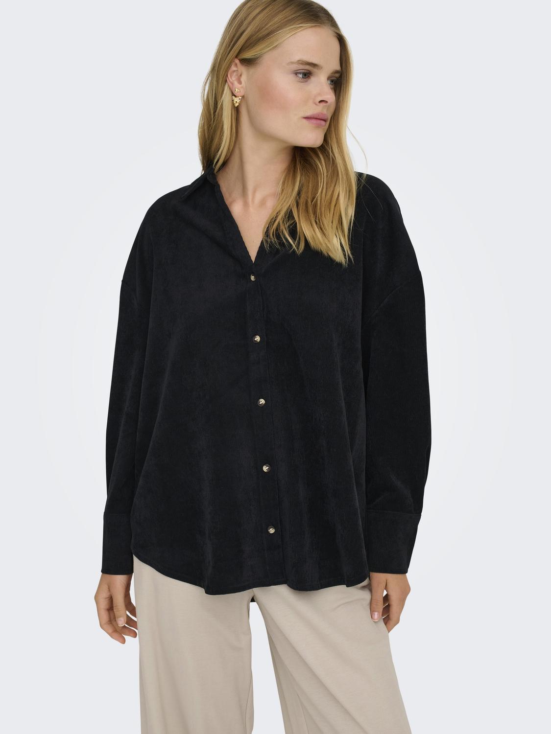 Marike Cord Loose Shirt Black