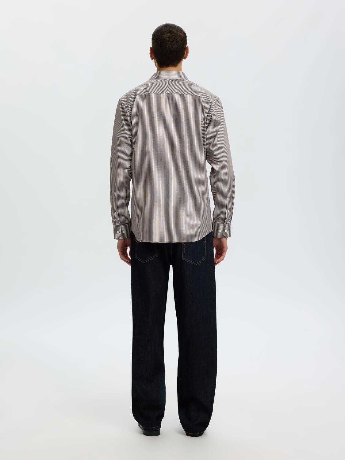 Slmslimfilip Performance Ls Shirt Turkish Coffee/White