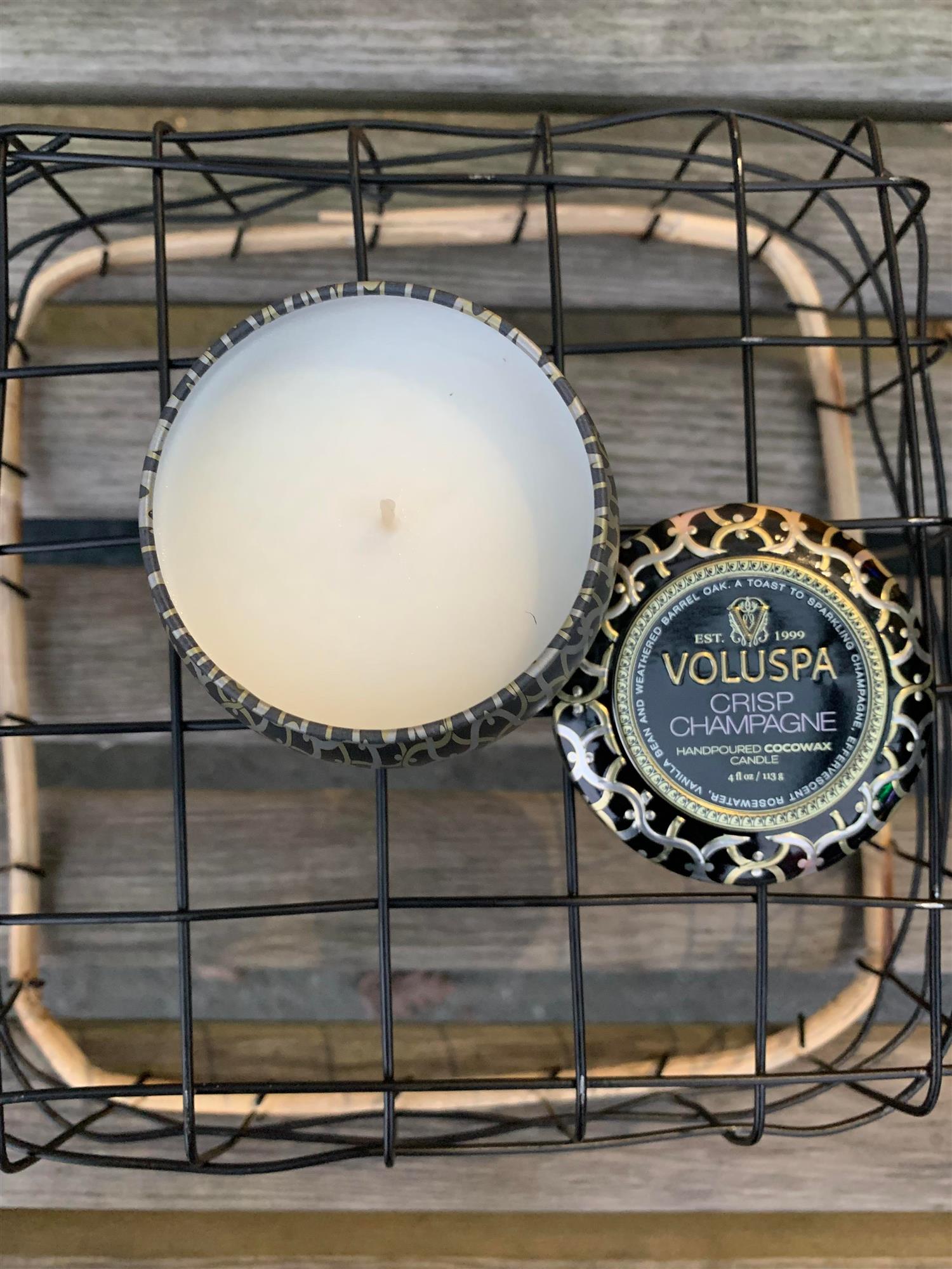Mini Tin Candle 25 t Crisp champagne