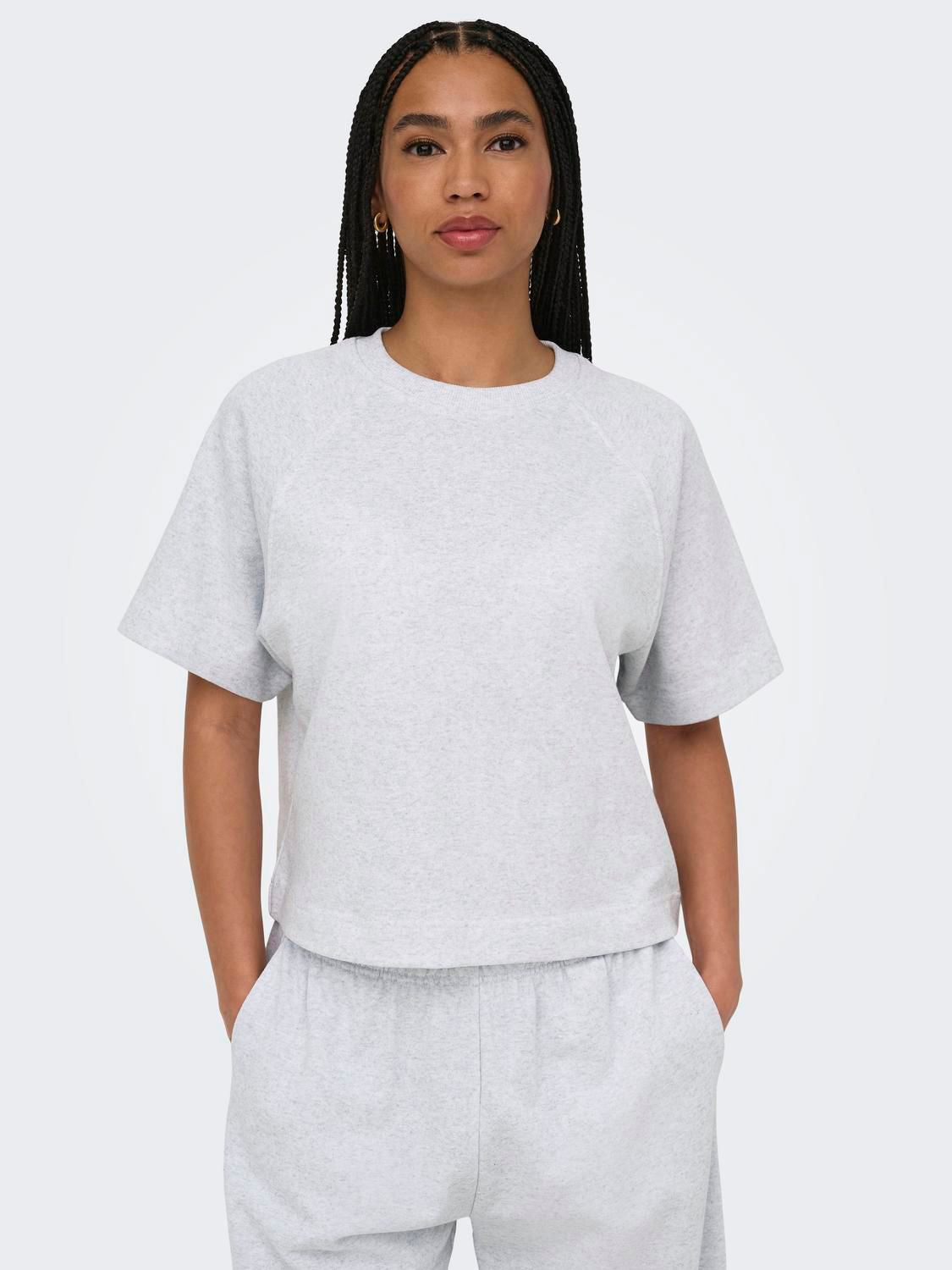 Onlofelia Ss Raglan Sweat Light Grey Melange