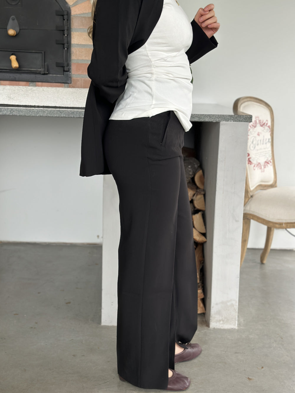 Raven HW Slit Pant Black