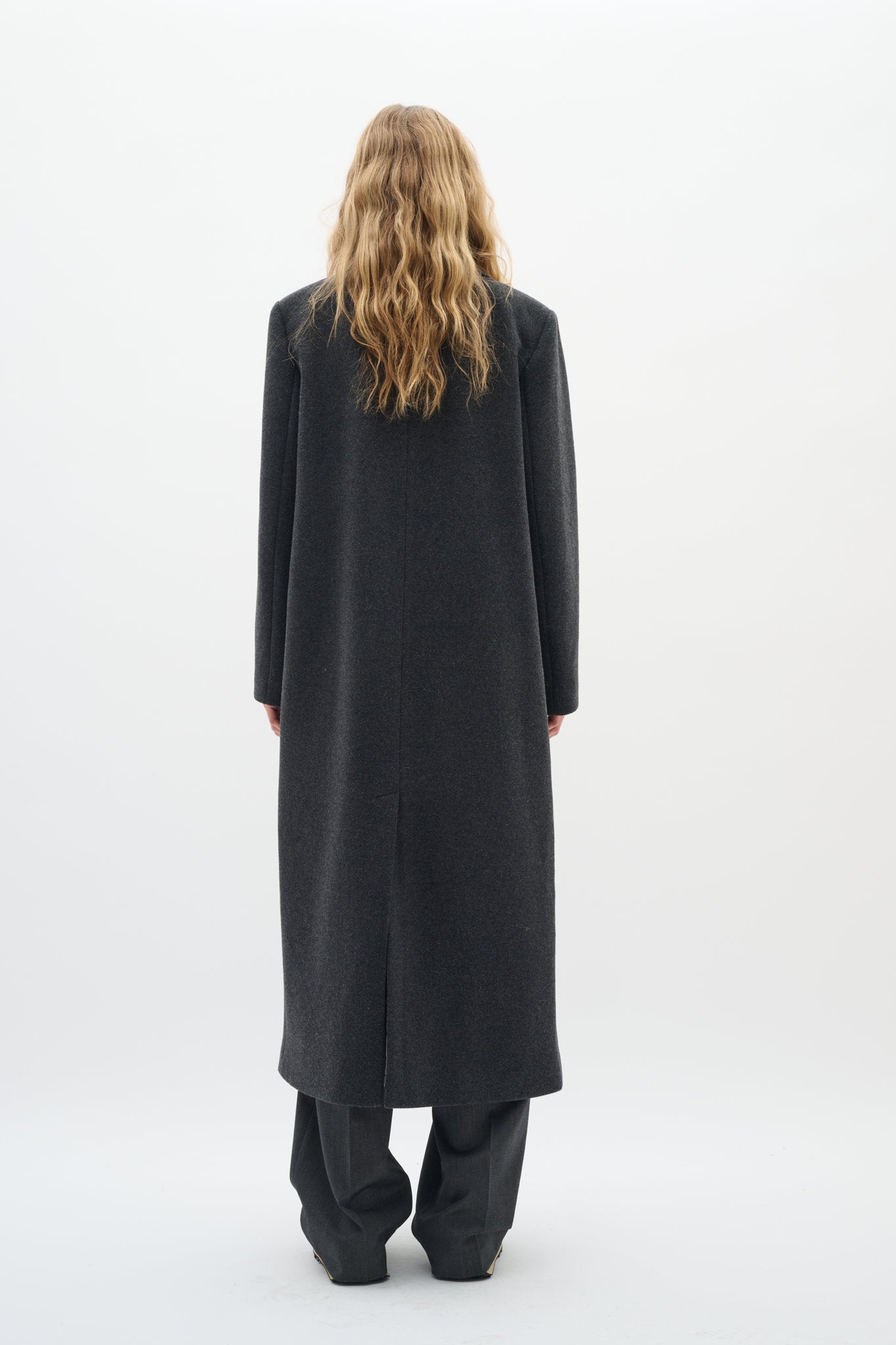Yunah Long Coat Dark Grey Melange