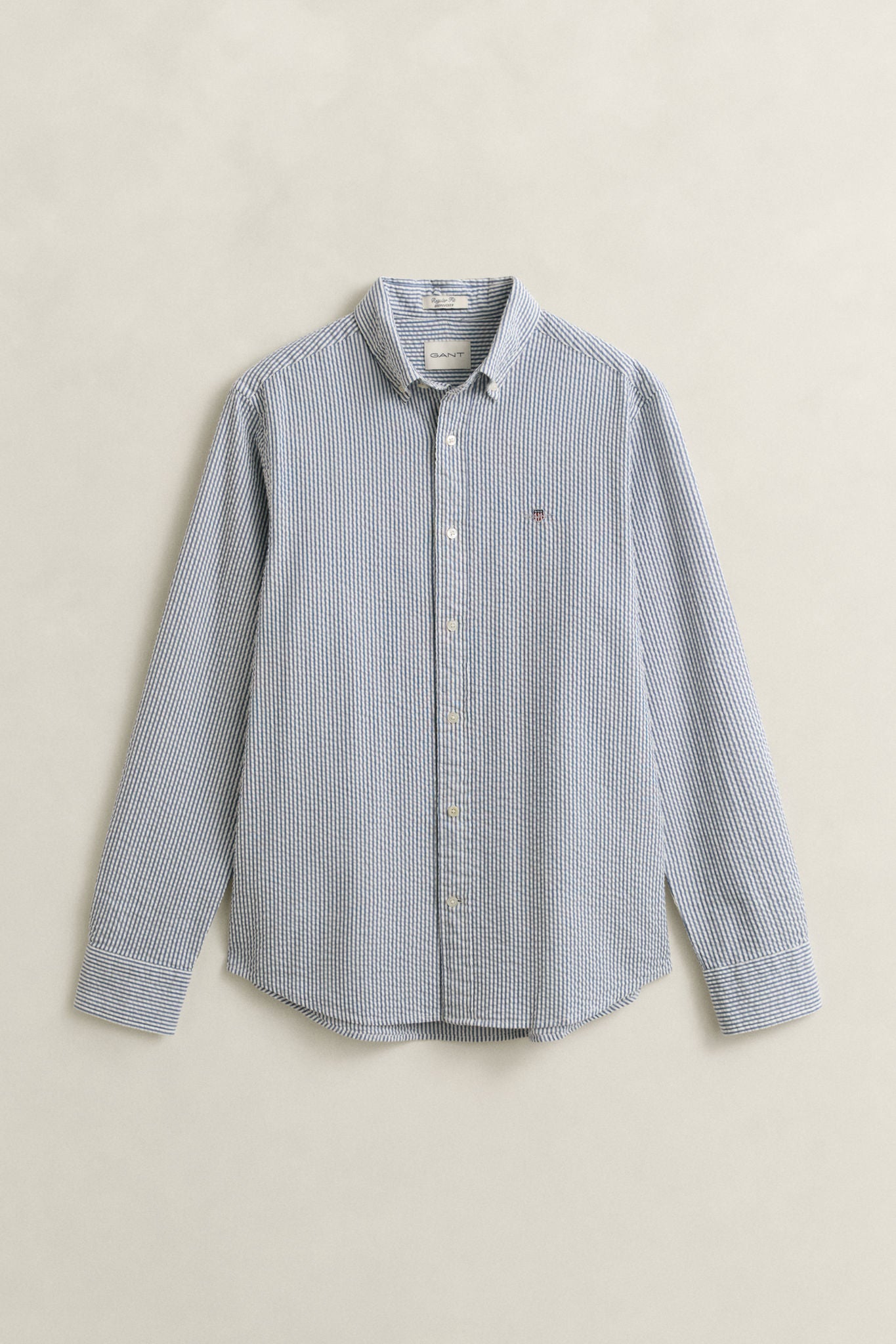 Reg Seersucker Stripe Shirt Vintage Blue