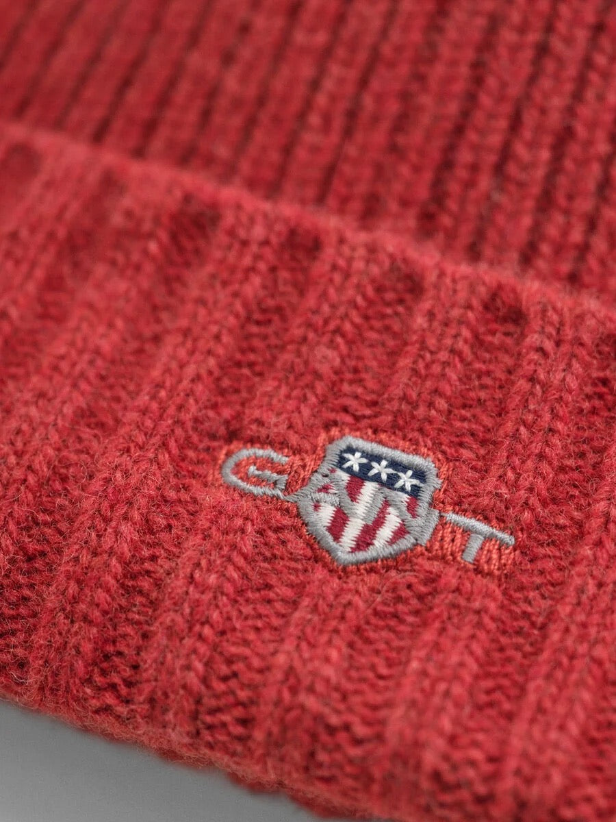 Unisex Shield Wool Beanie  Modern Rust