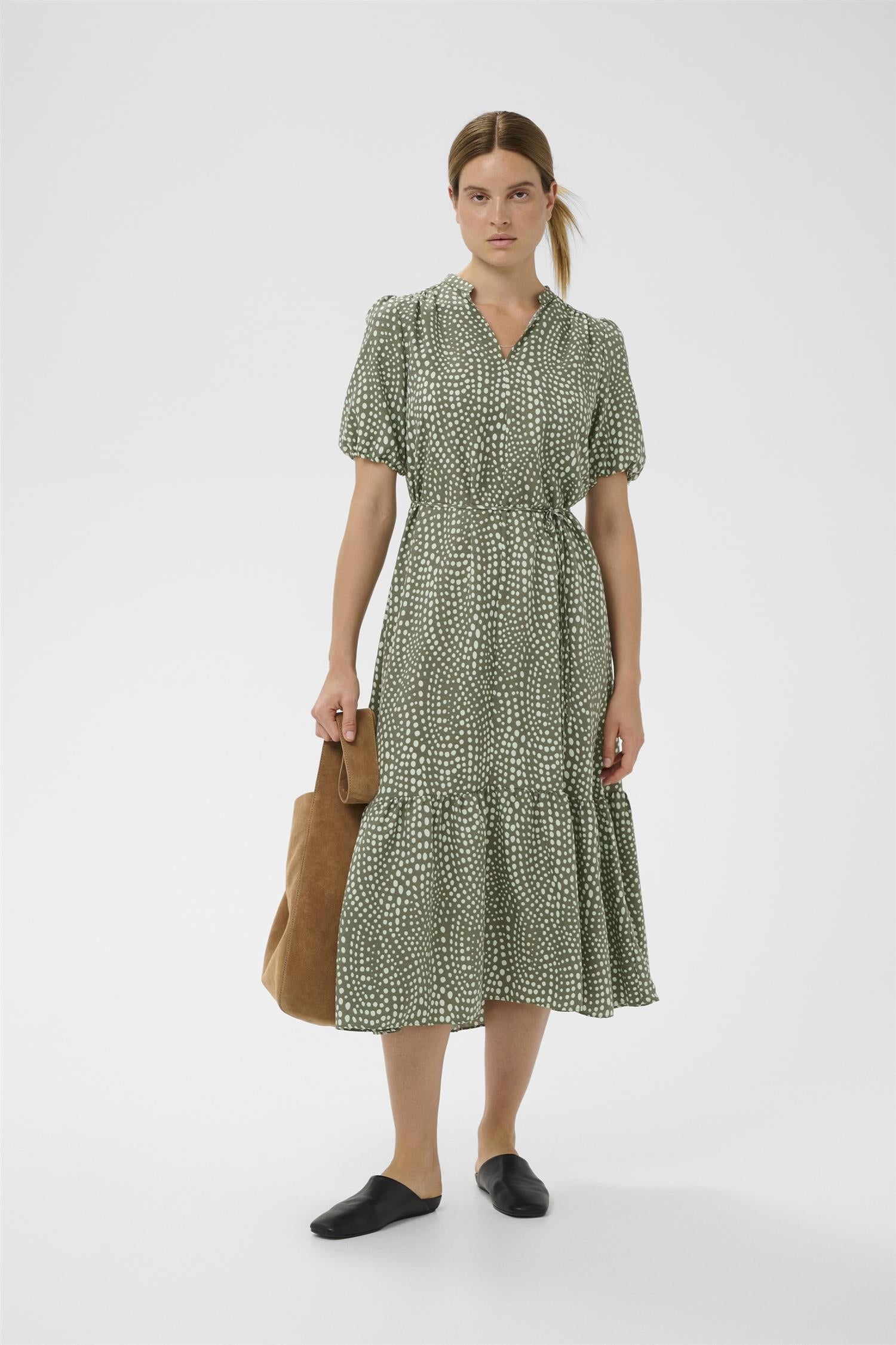 Liberty Dress Green Faded Dot