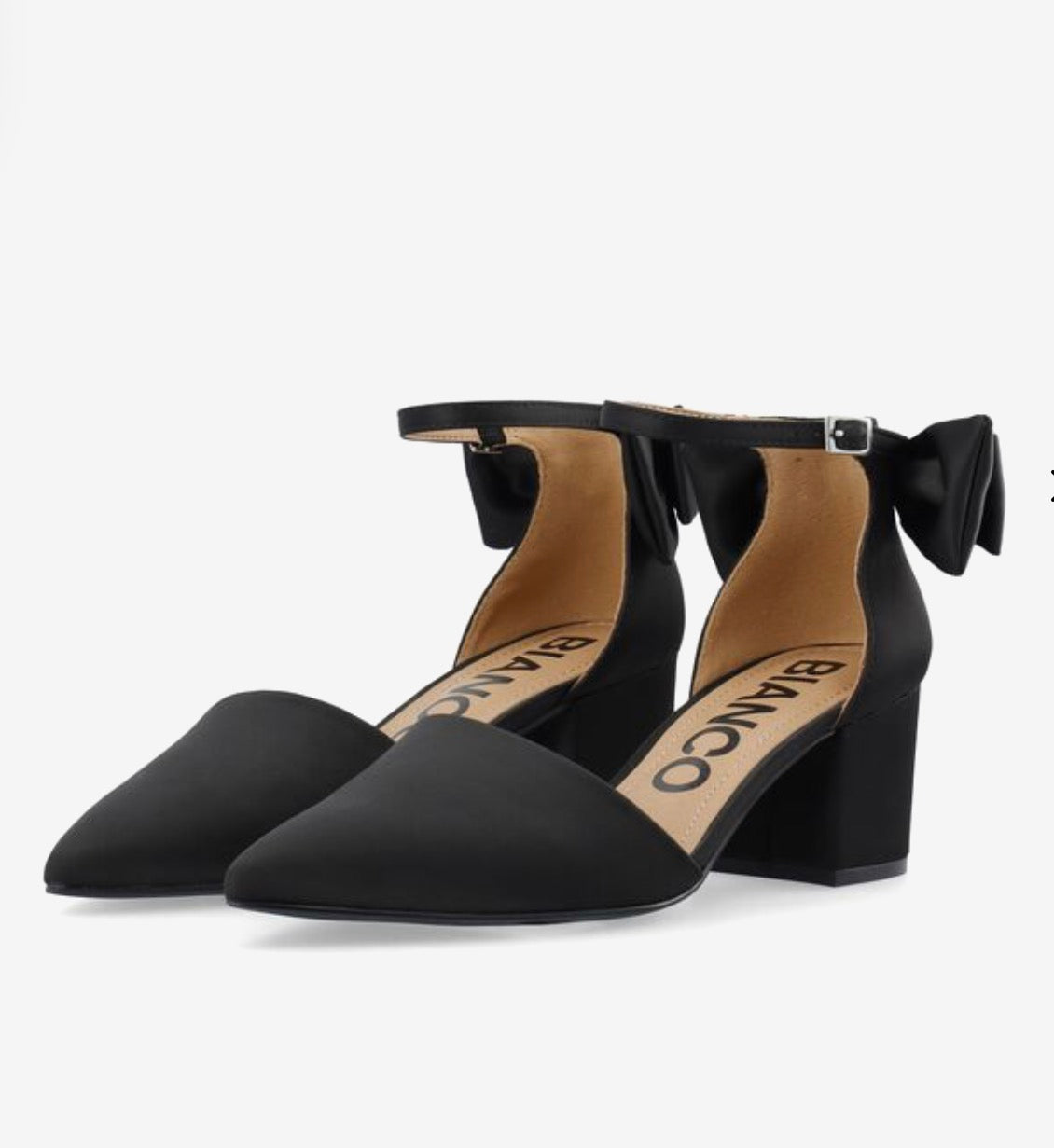 Biadevived Pump Back Bow Satin Black