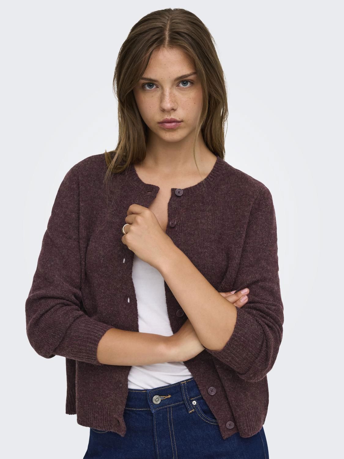 Onlolivia Ls O-Neck Cardigan Fudge Melange