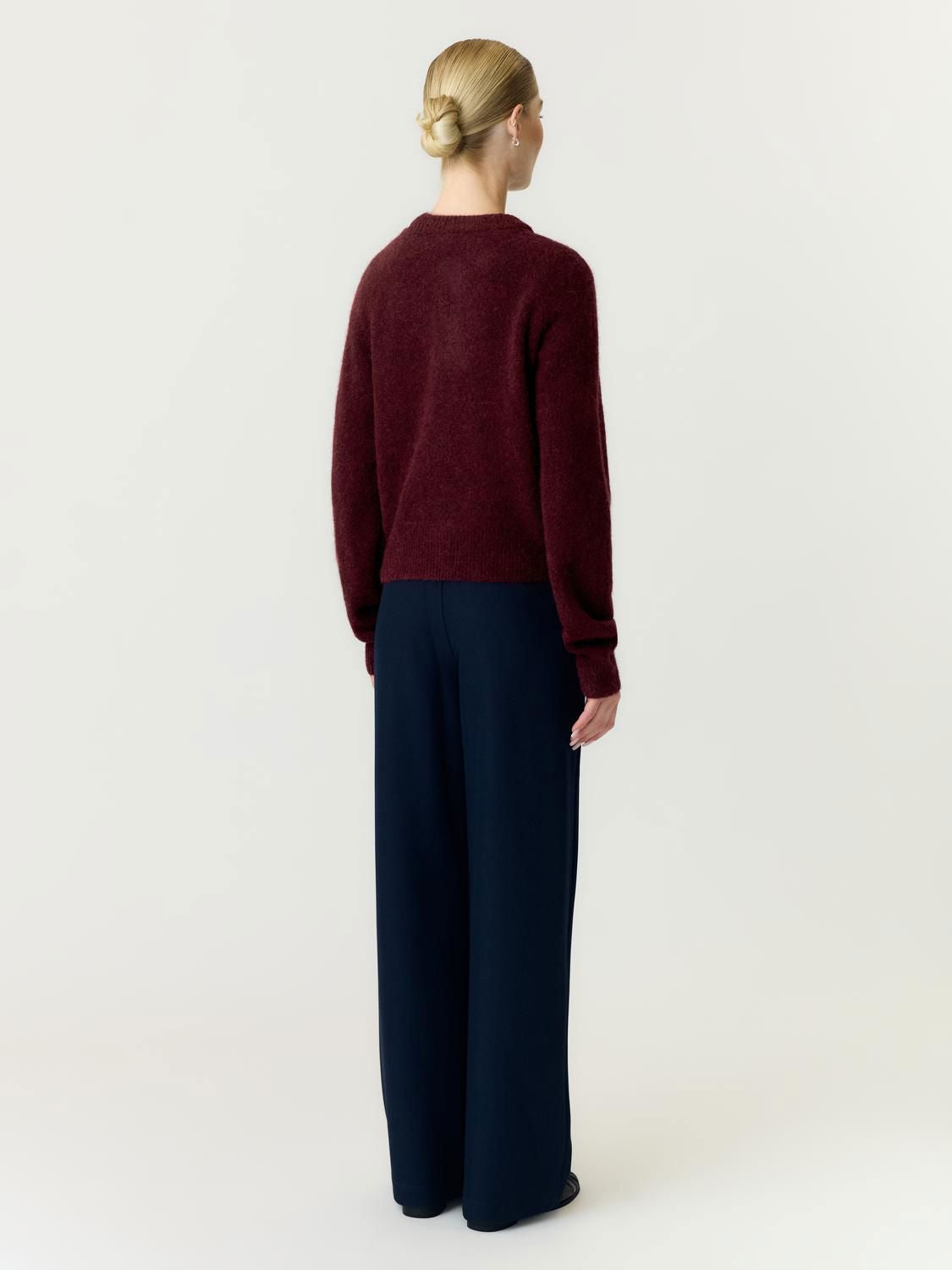 Yasjohi Ls Wool Blend Cardigan Port Royale