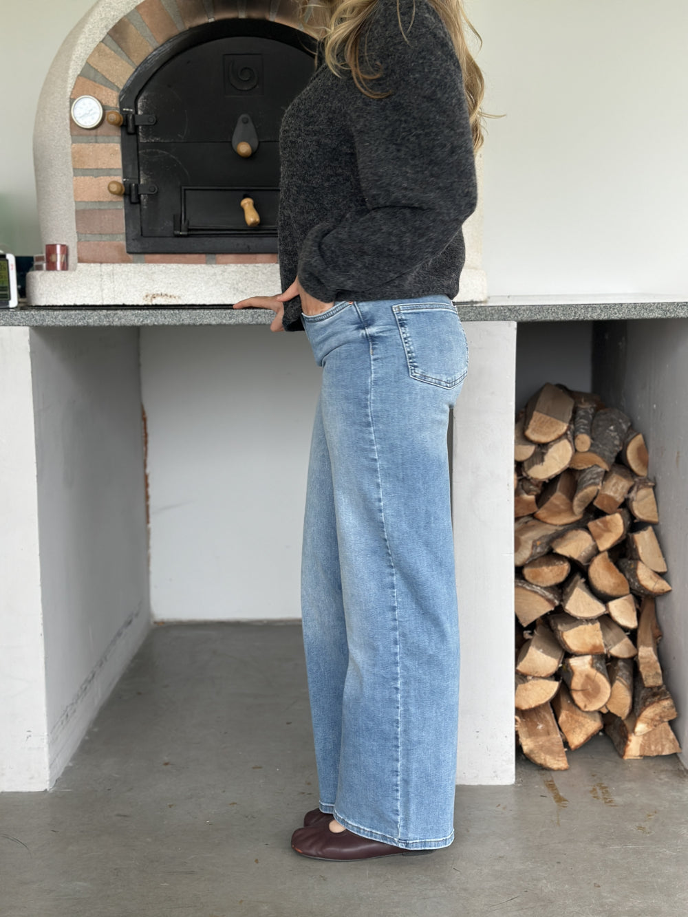 Madison Blush HW Wide Light BLue Denim