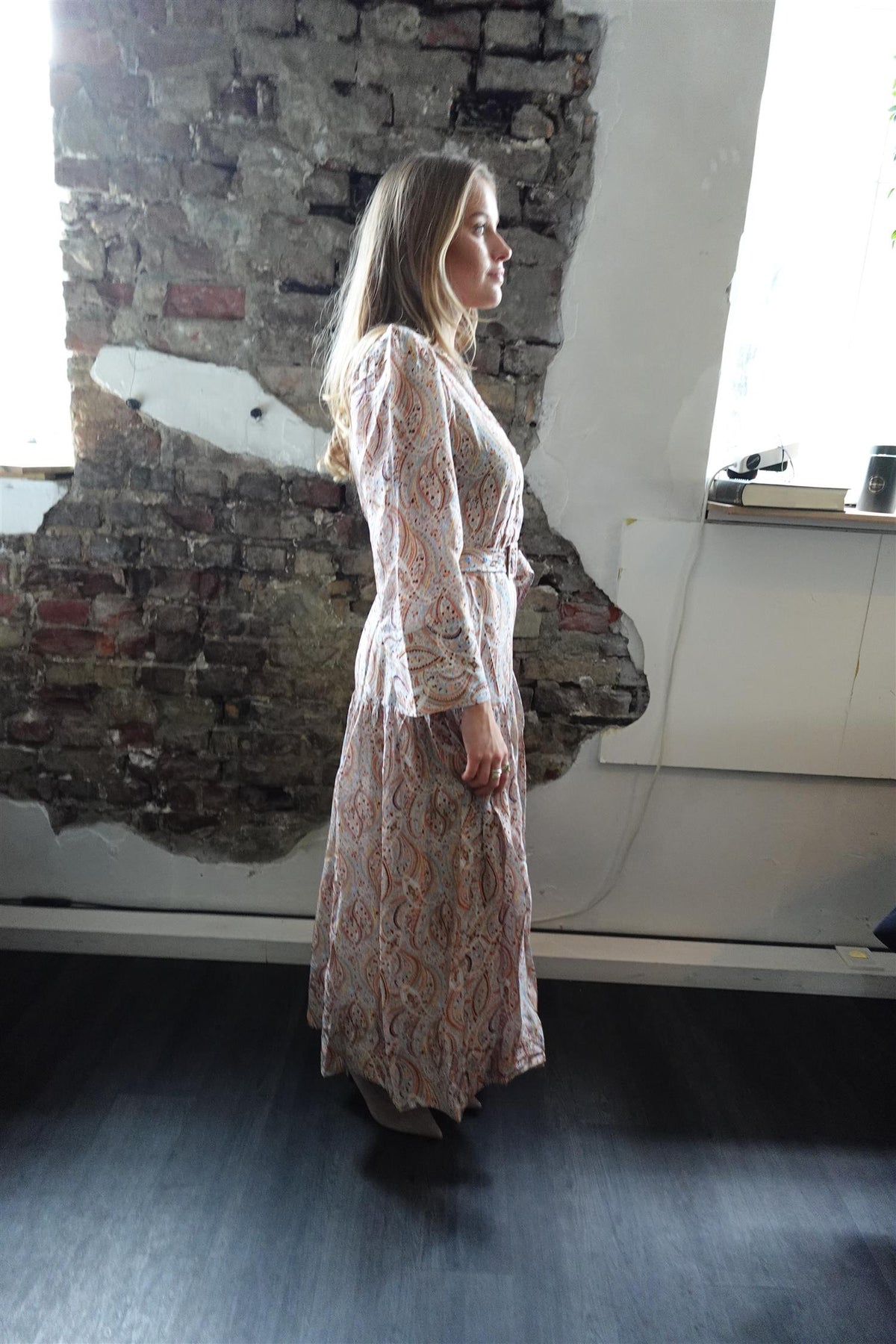 Striped Organza Belt Dress Delicate Paisley
