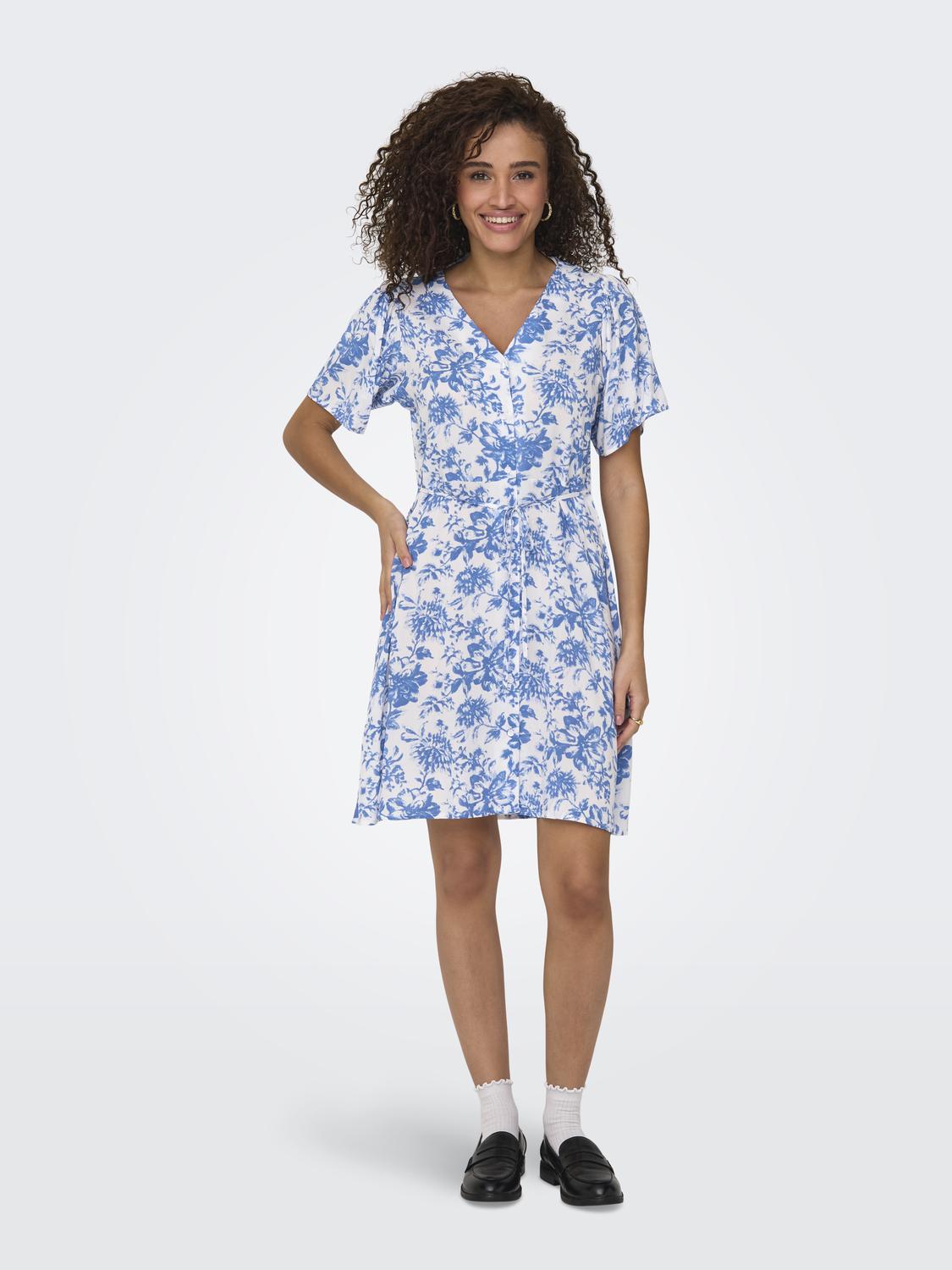 Evida ss short dress BIG BLUE FLOWER