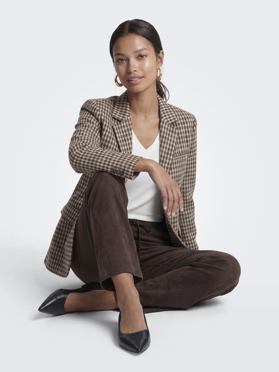 Onlgolden L/s Loose Check Blazer After Dark Birch