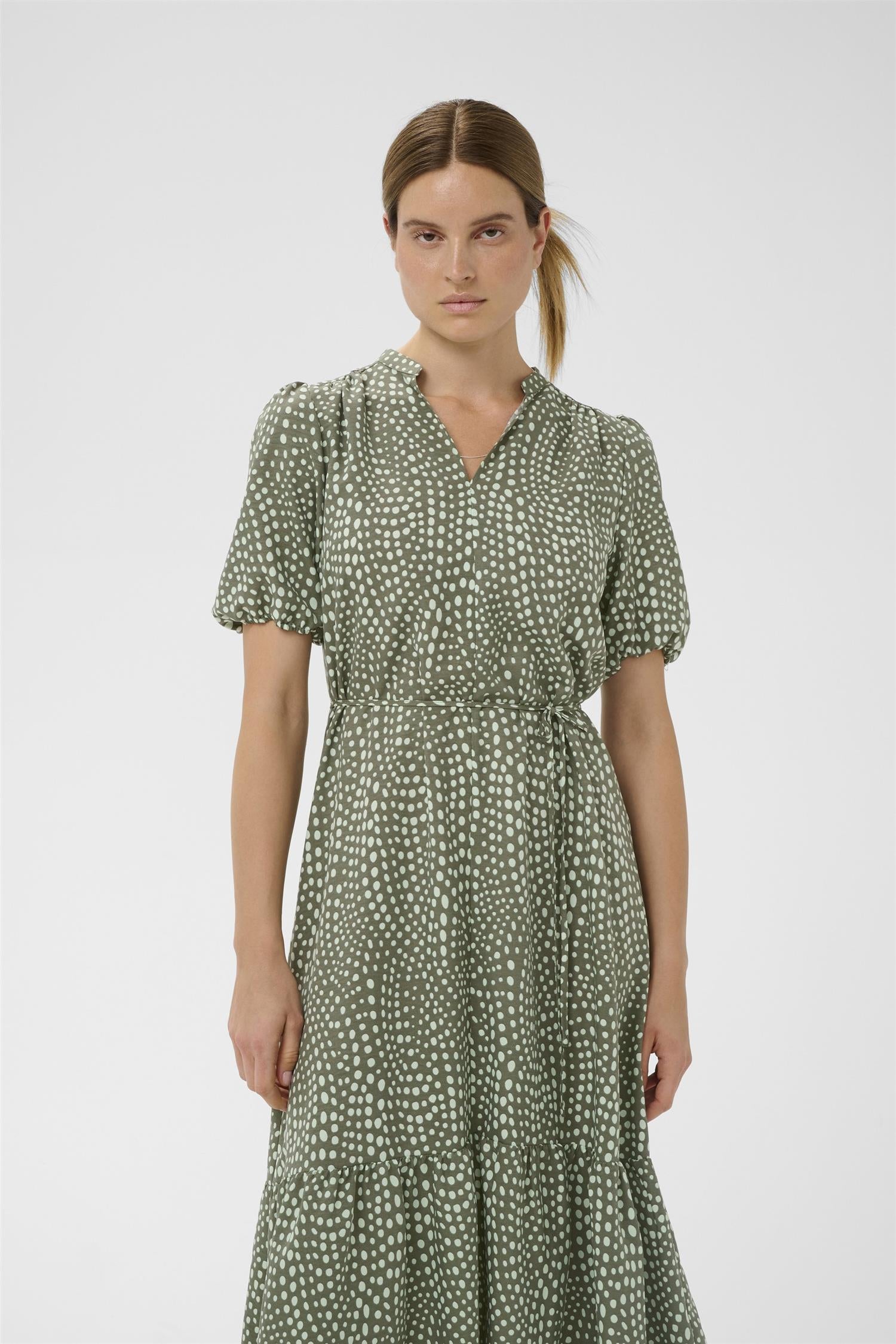 Liberty Dress Green Faded Dot