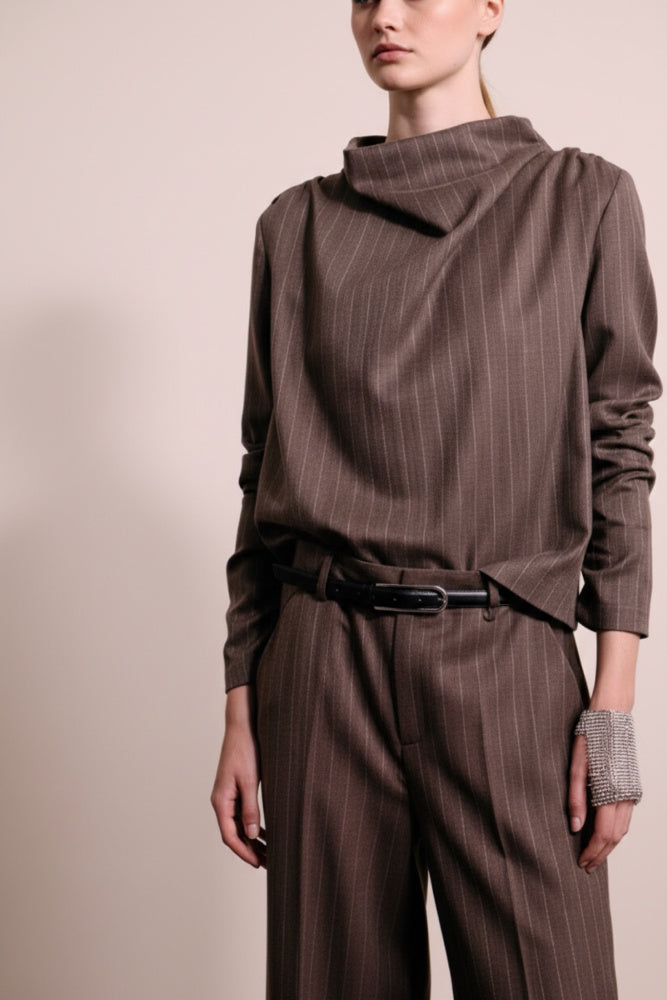 BEVERLY STRUCTURED TOP- MOLE STRIPE