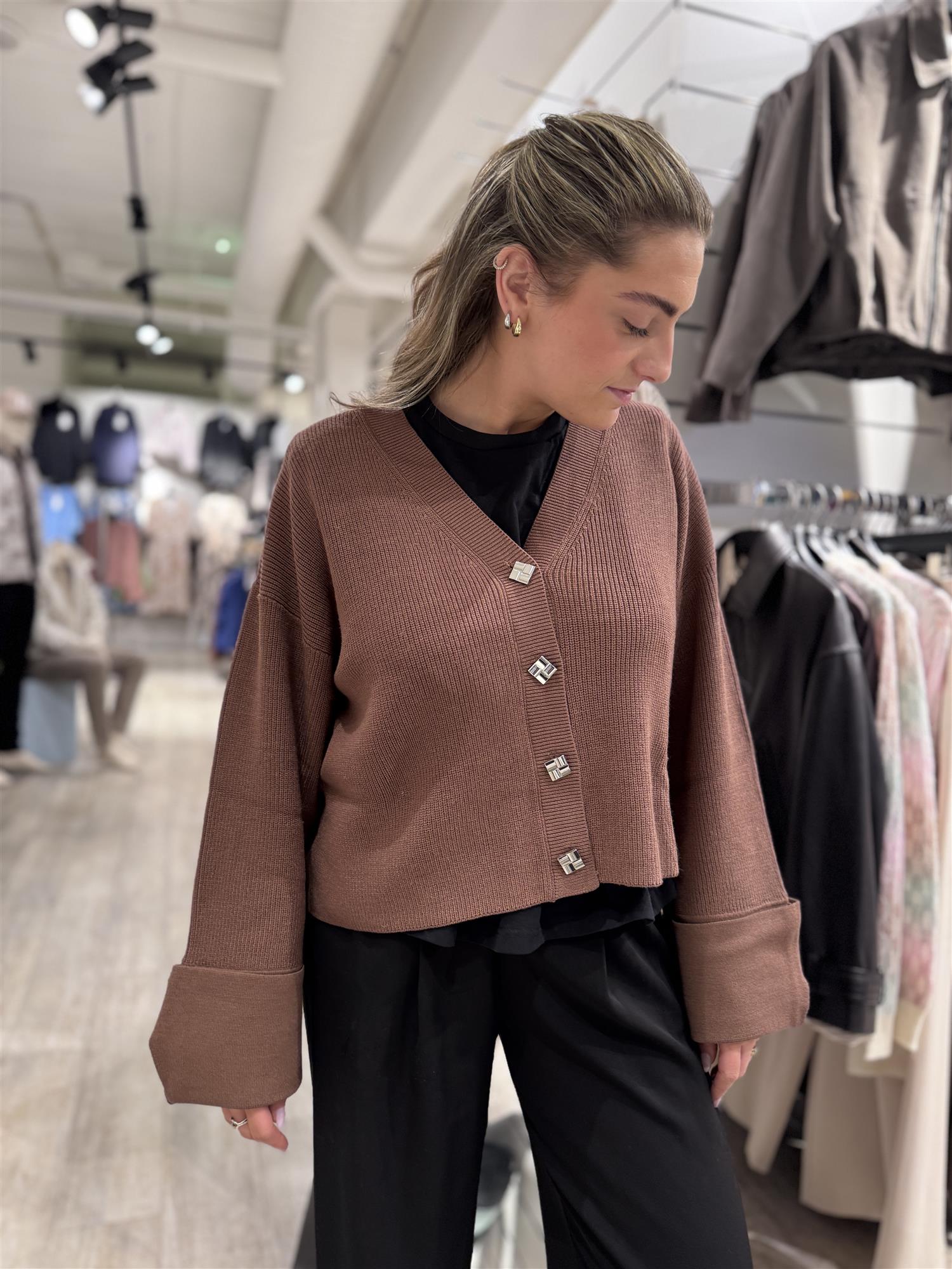 Atari Rib Cardigan Walnut Brown