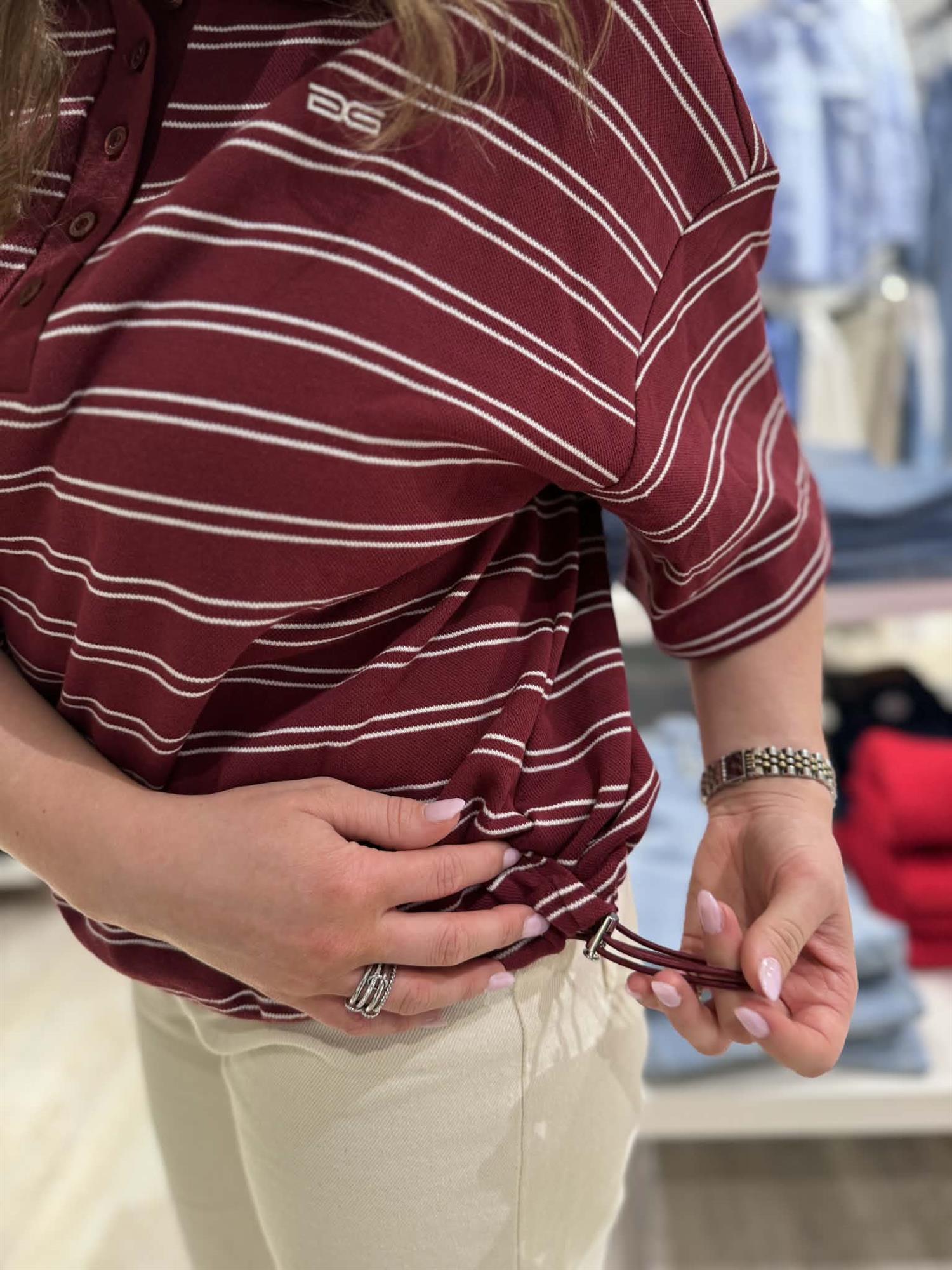 Gzpilova Polo Tee Cabernet Stripe