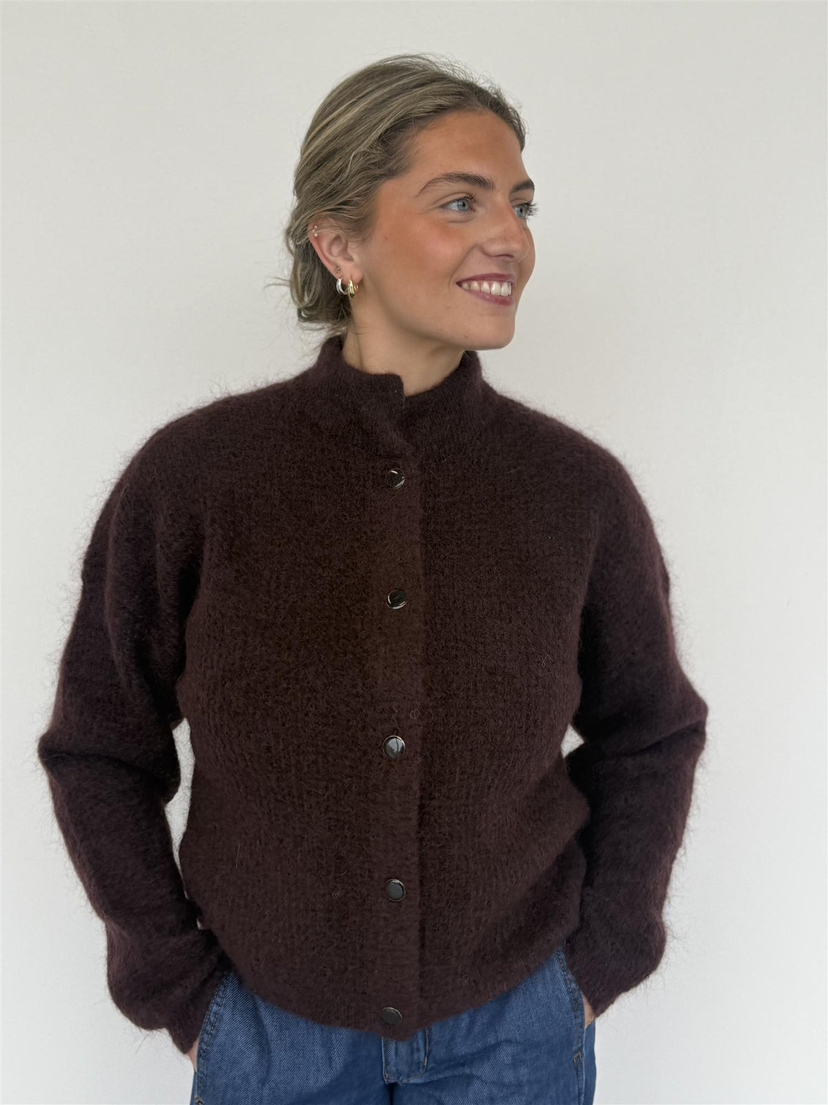 Debbie Cardigan Plum Melange