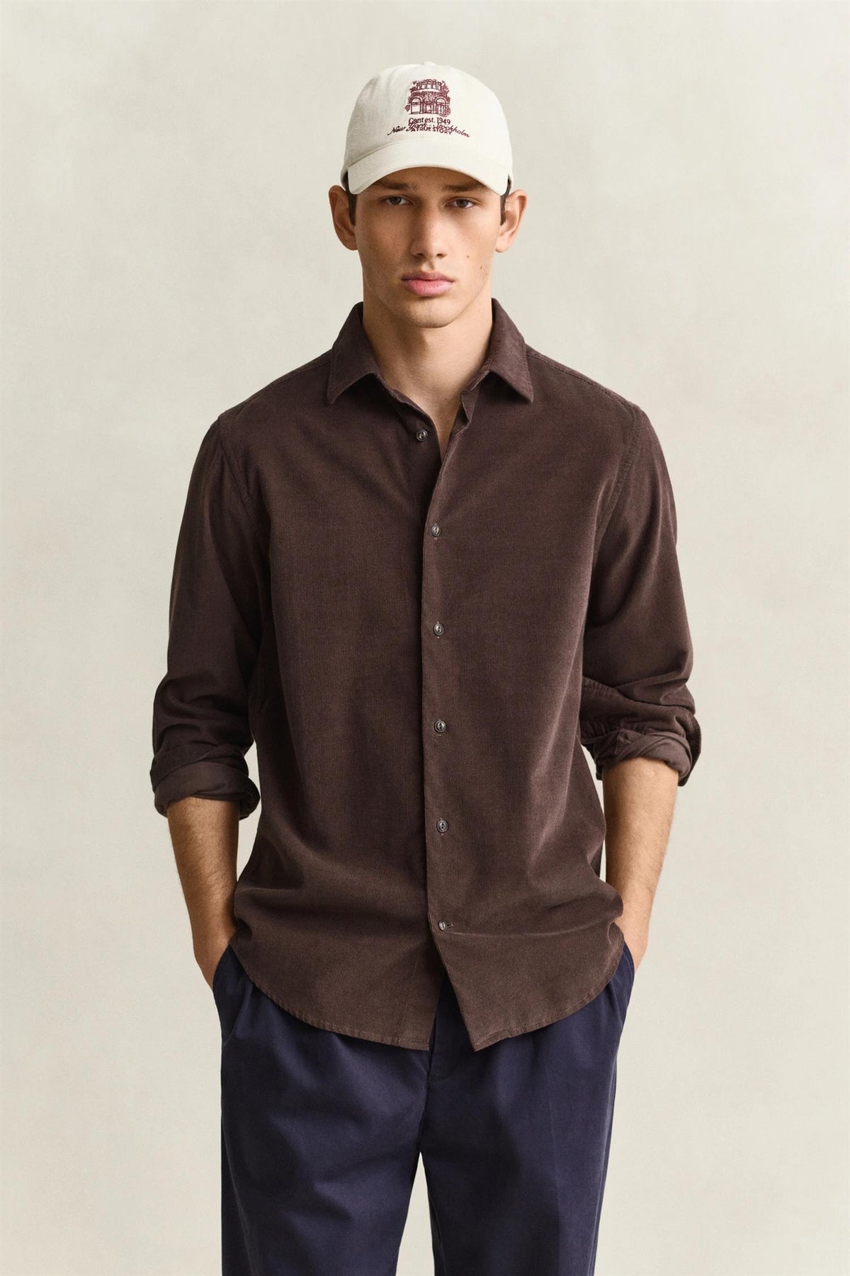 Reg Baby Cord Shirt Shadow Brown