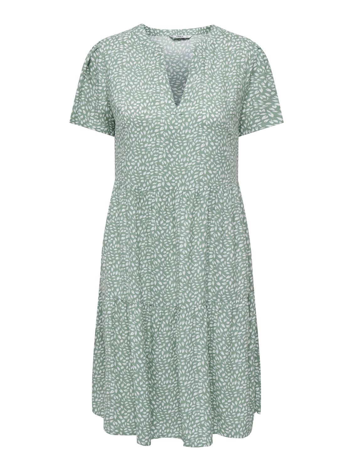 Onlzally S/s Thea Dress Chinois Green/White Leaf