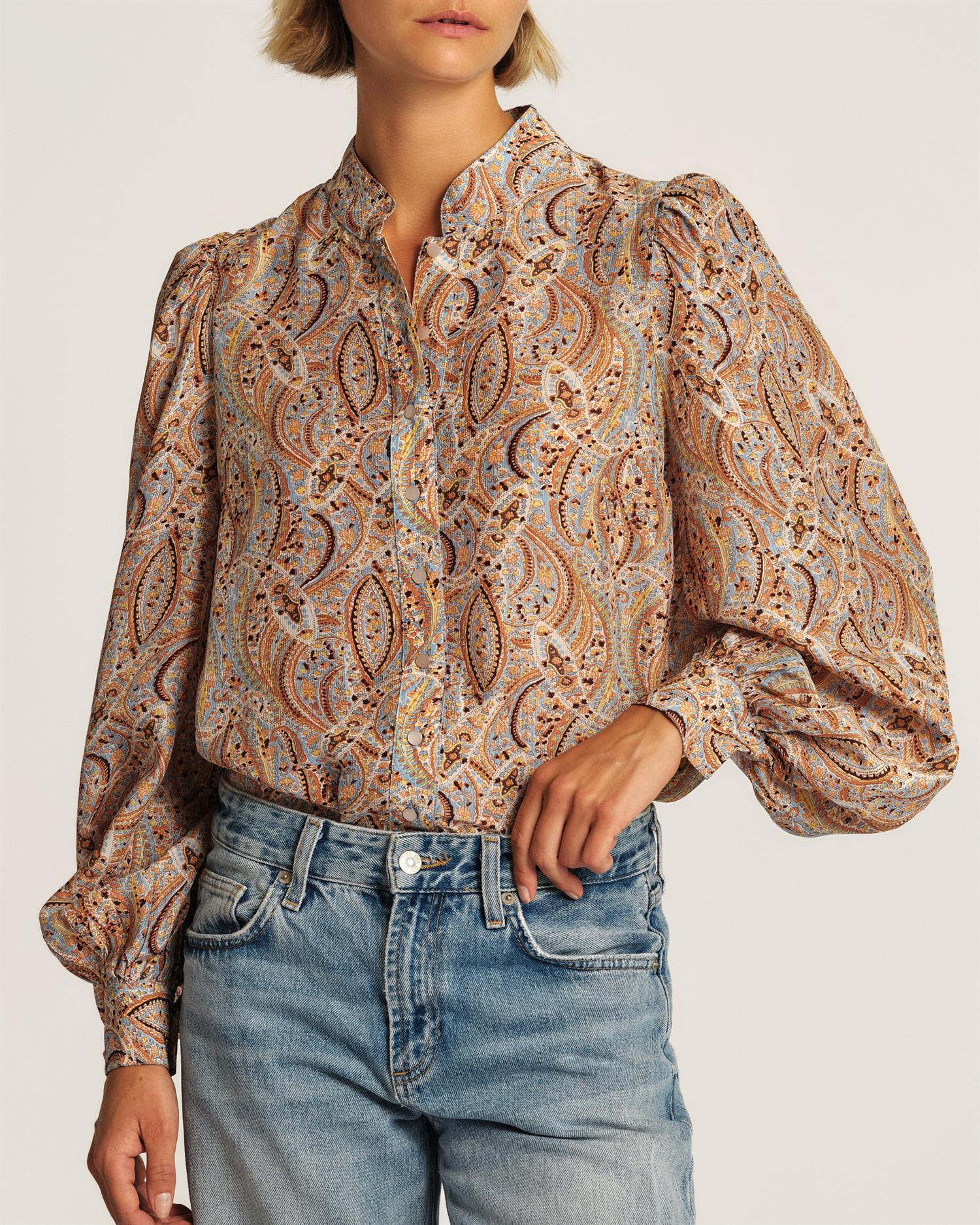 Striped Organza Blouse Delicate Paisley