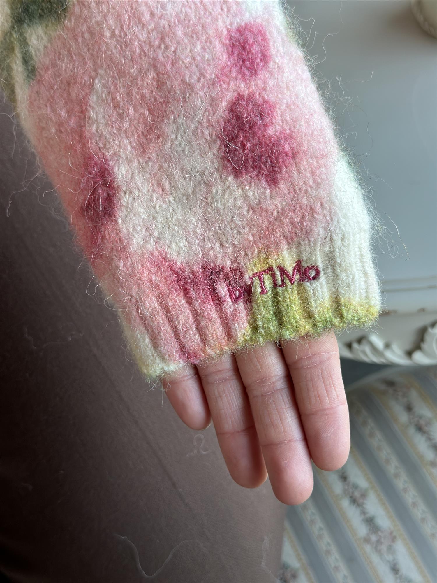 Hairy Knit Jacket Blush Rose