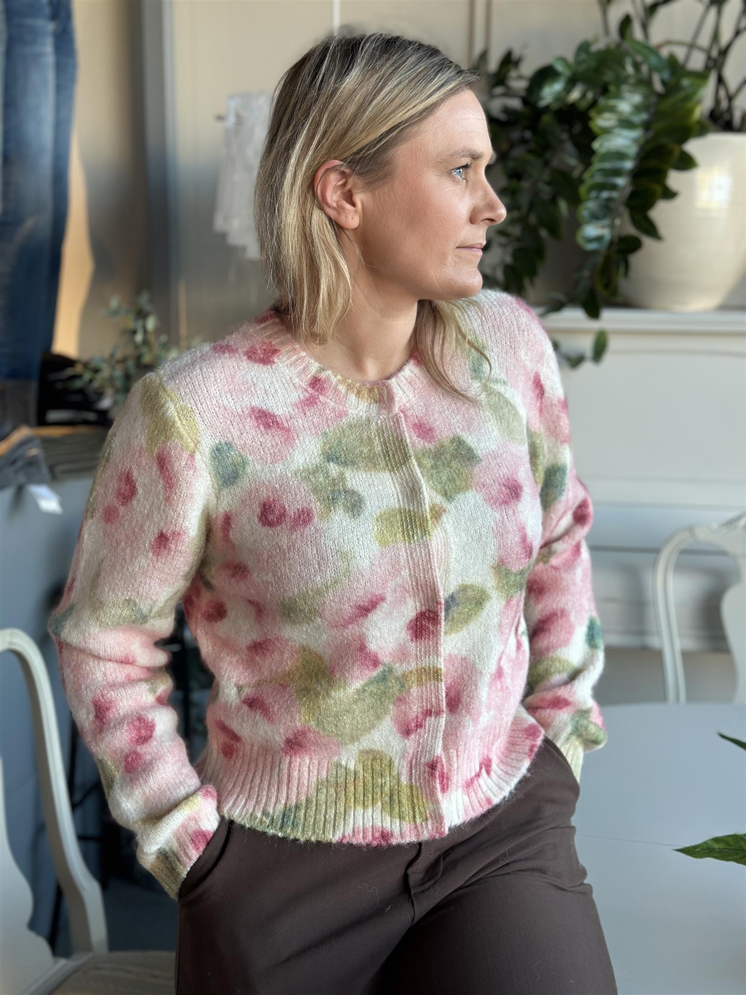 Hairy Knit Jacket Blush Rose