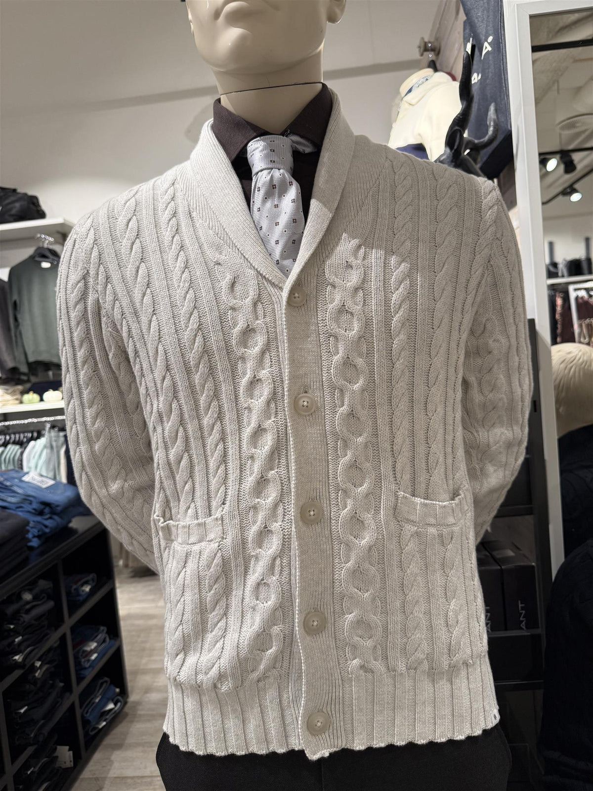 Axel Cardigan White Grey