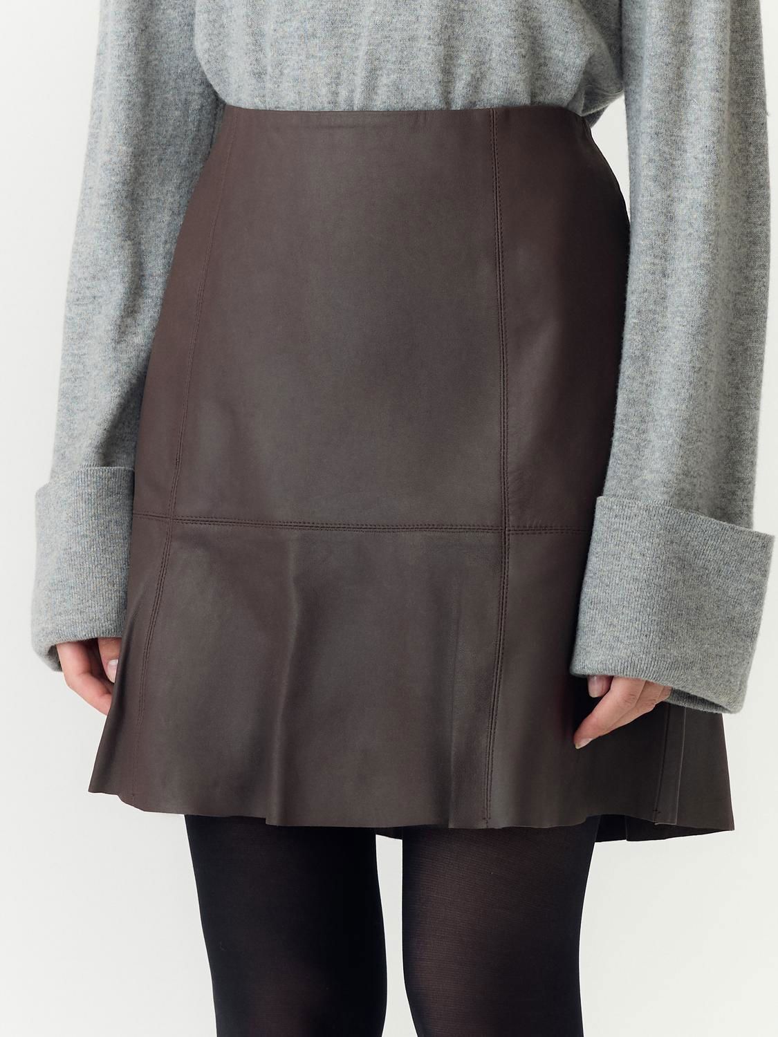 Yascolly Mw Naplon Leather Skirt Chocolate Brown