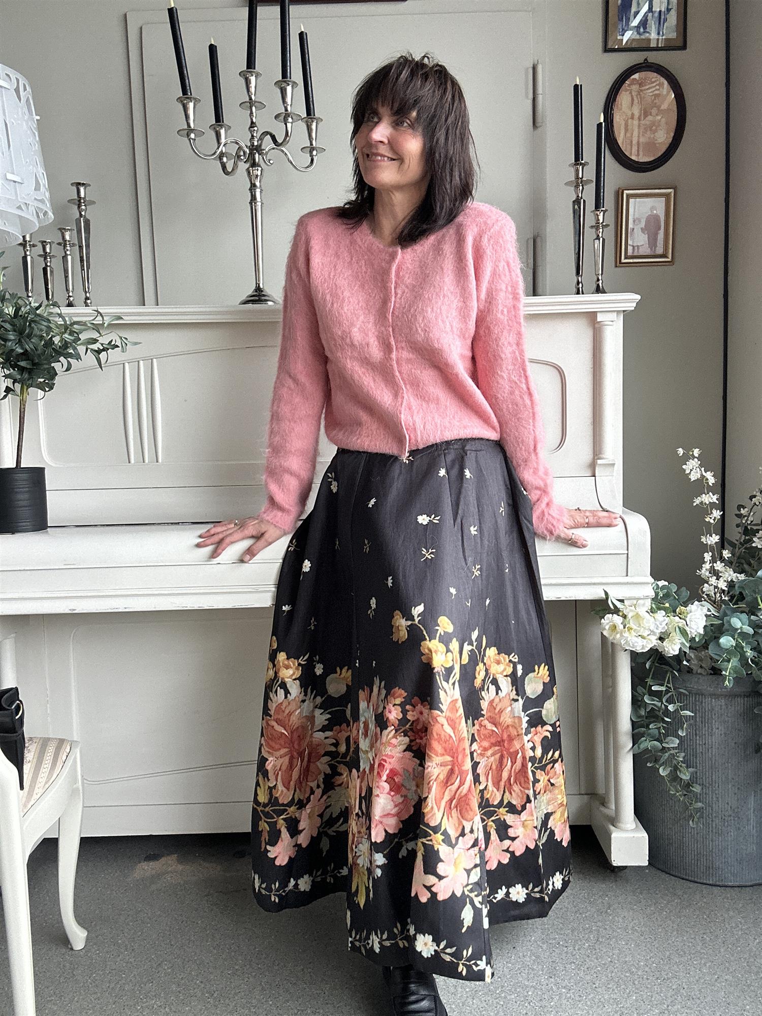 Taffeta Maxi Skirt Midnight Blossom