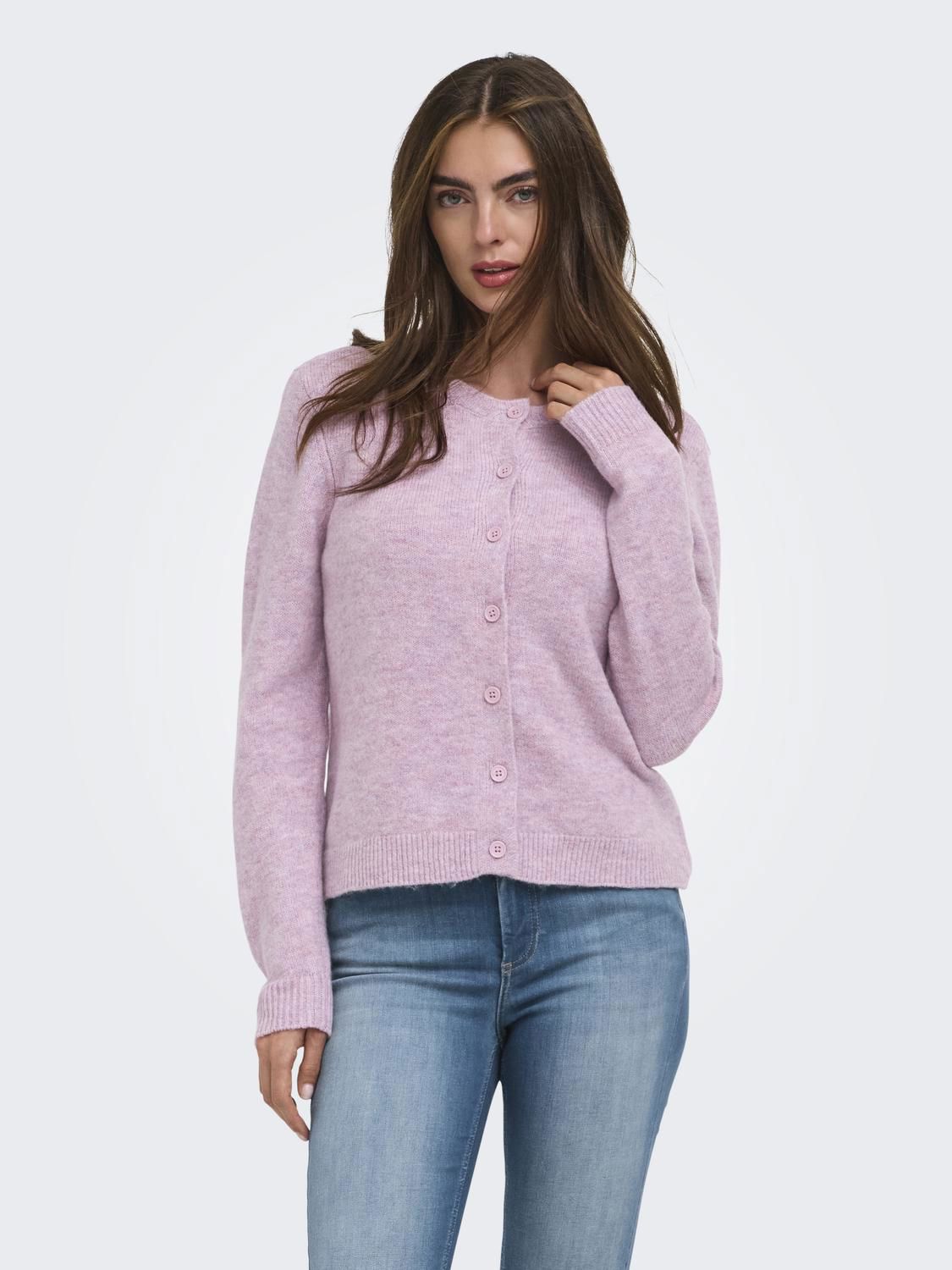 Onlolivia Ls O-Neck Cardigan Cc Rose Smoke Melange
