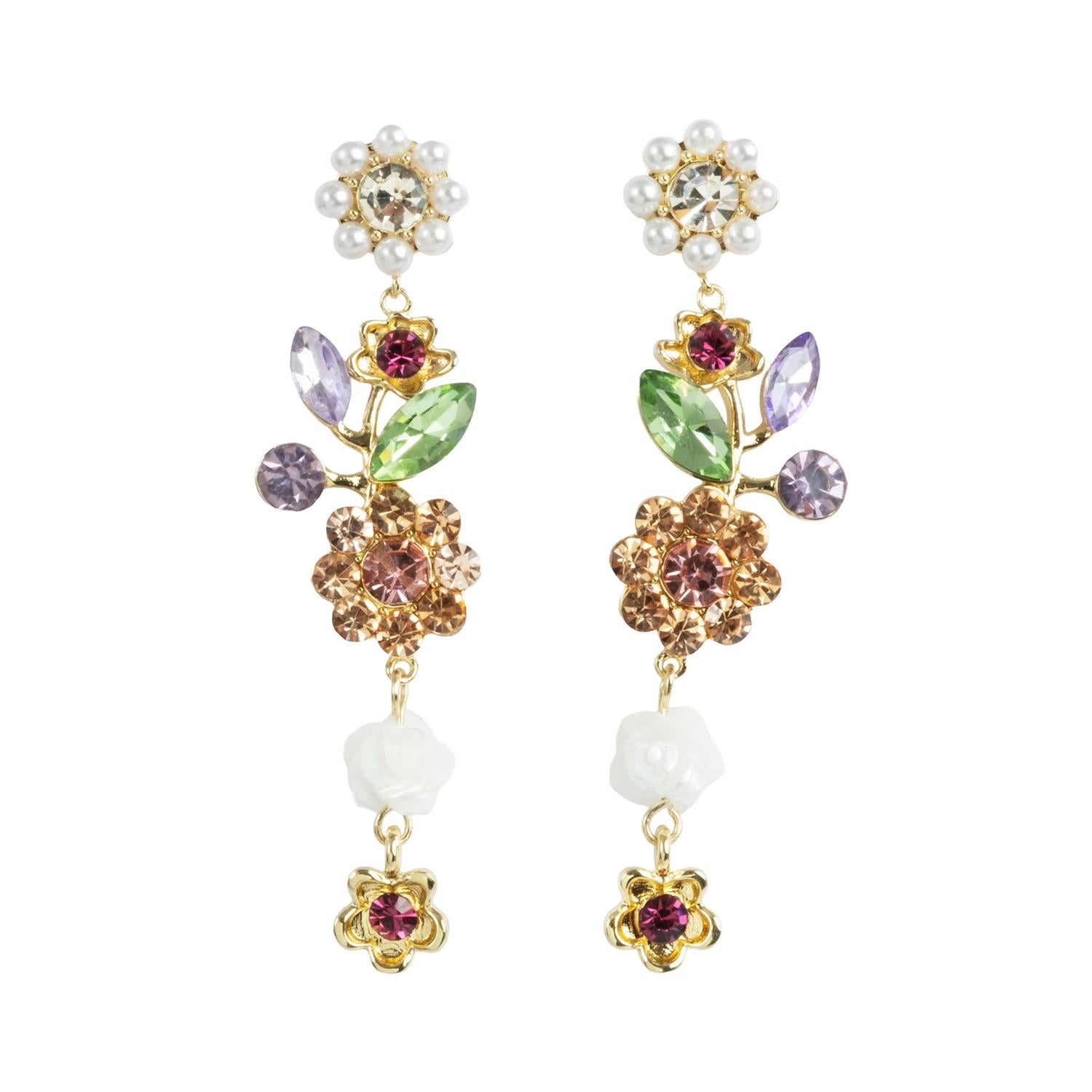 Vintage Bloom Earrings Gold Tone Damli