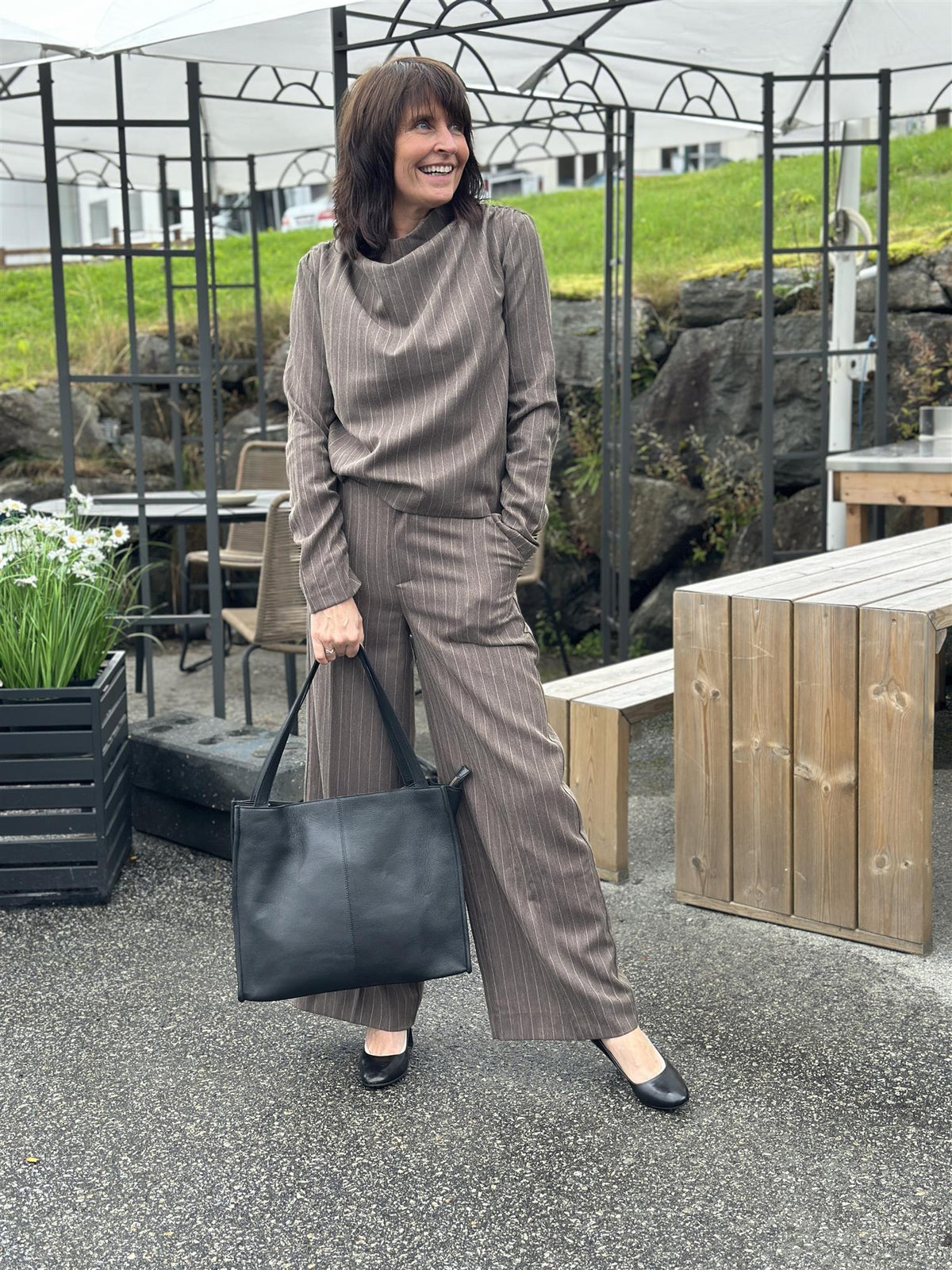 Reign Tailored Structured Pants Mole Stripe