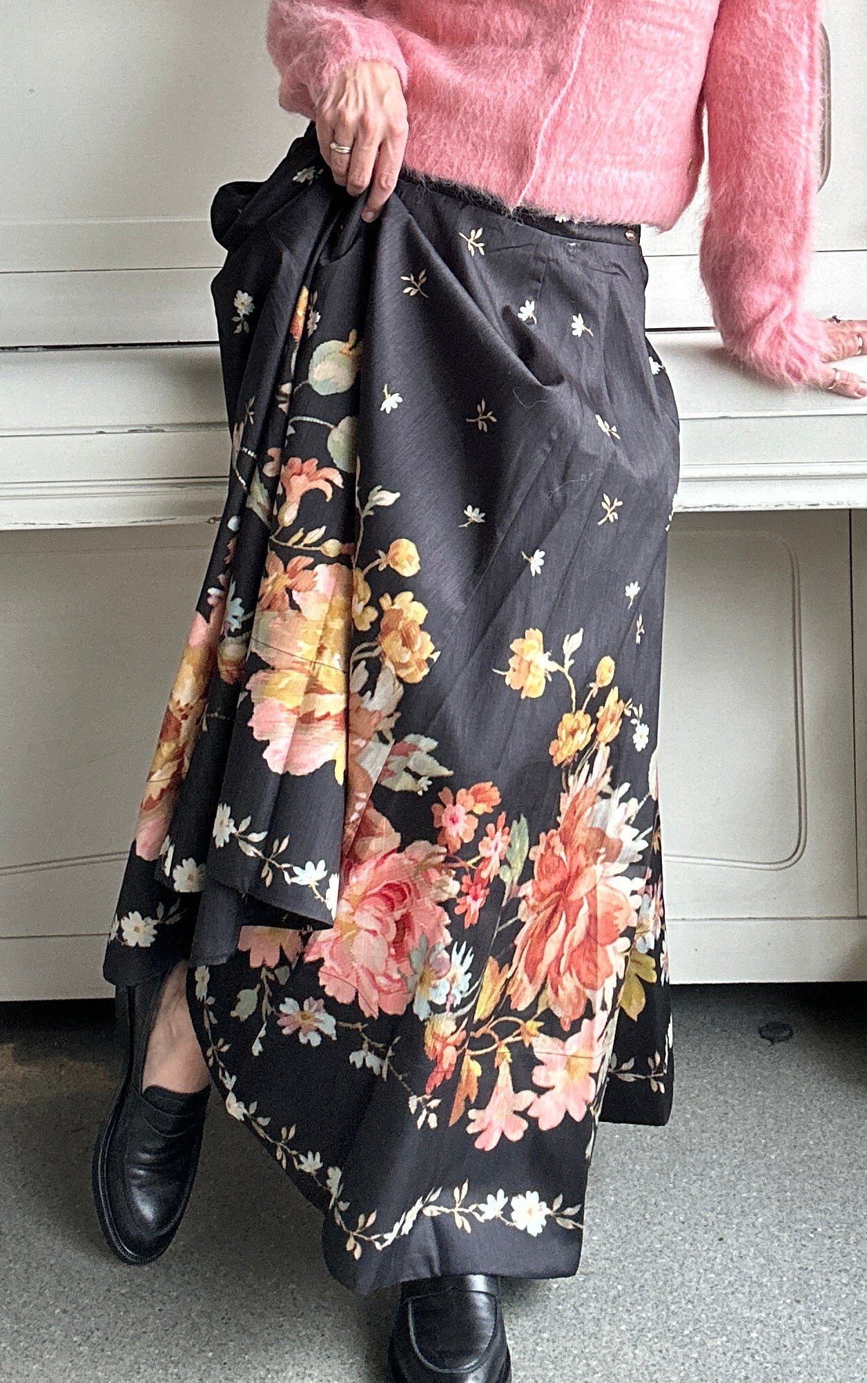 Taffeta Maxi Skirt Midnight Blossom