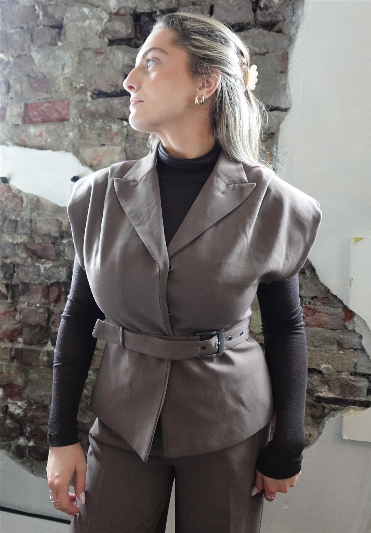 Beverly Waistcoat Taupe Brown