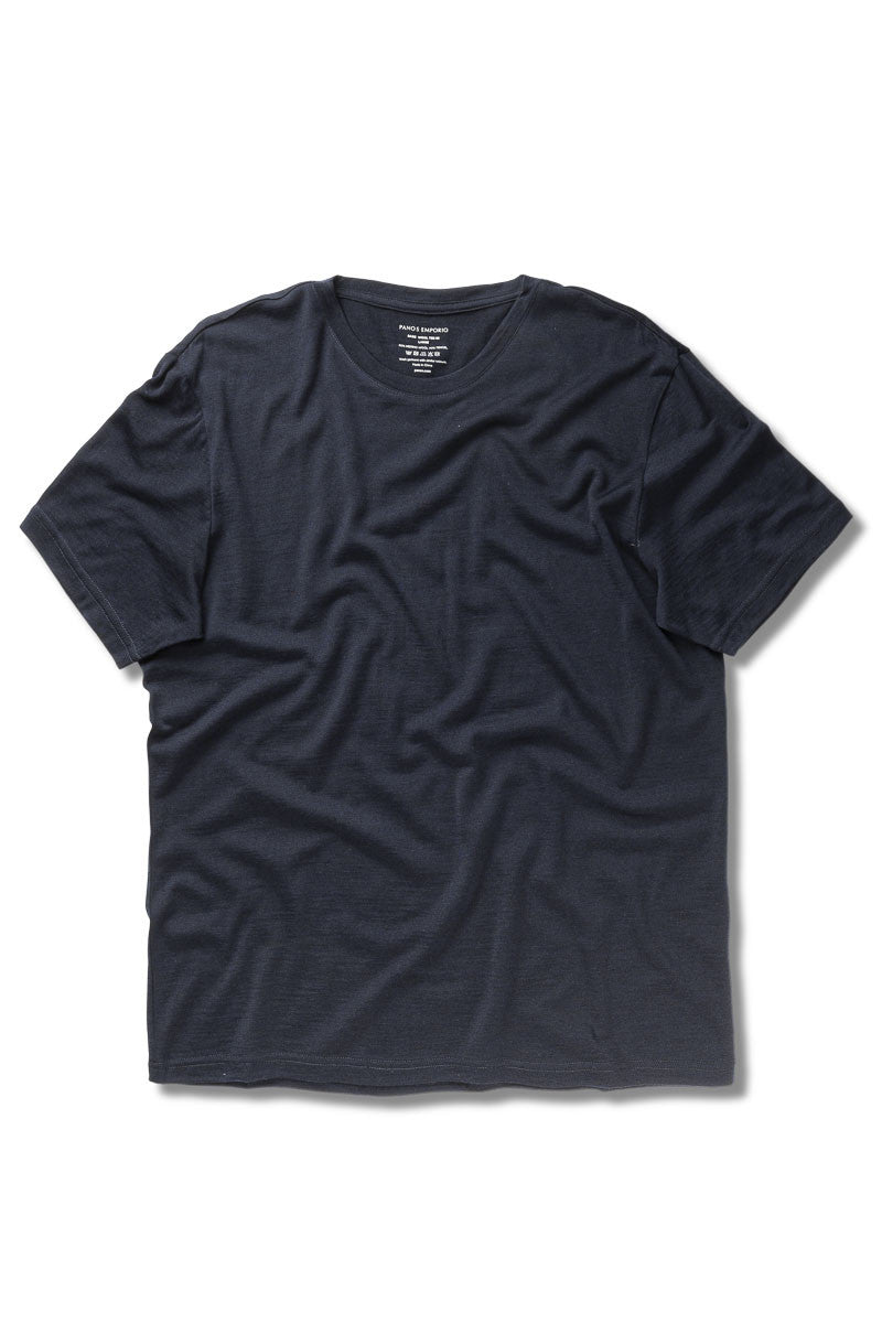 Wool Short Sleeve Top Navy